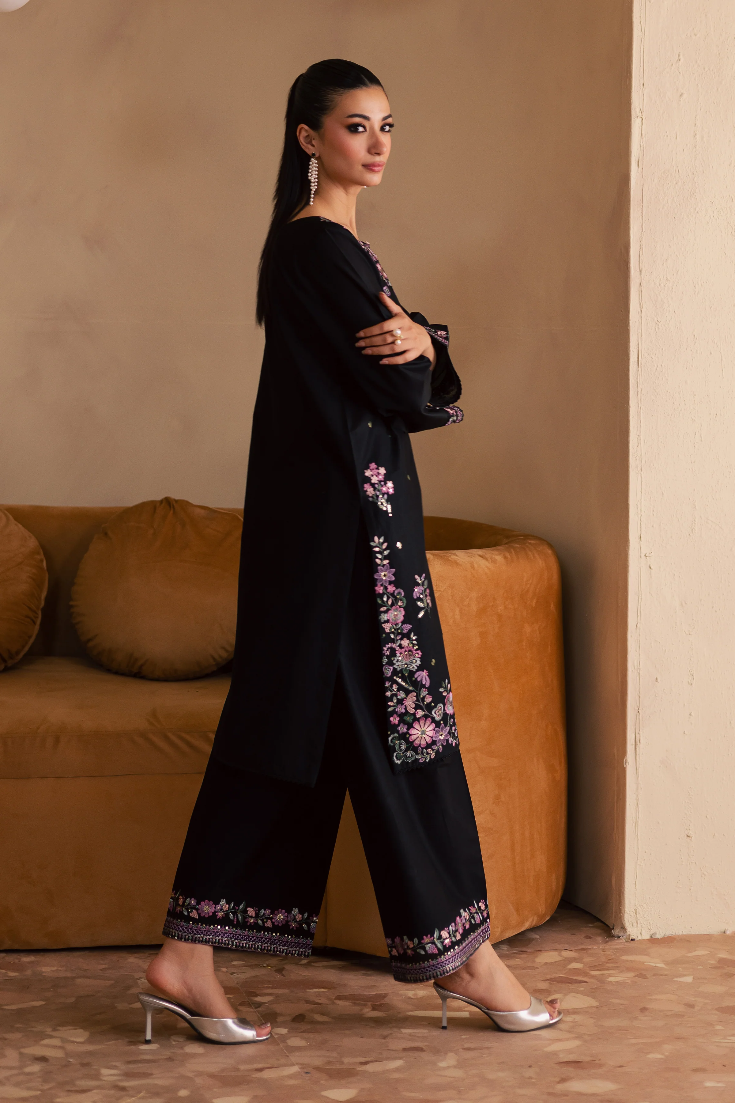 Blink 2Pc - Embroidered Solid Dress - Image 5