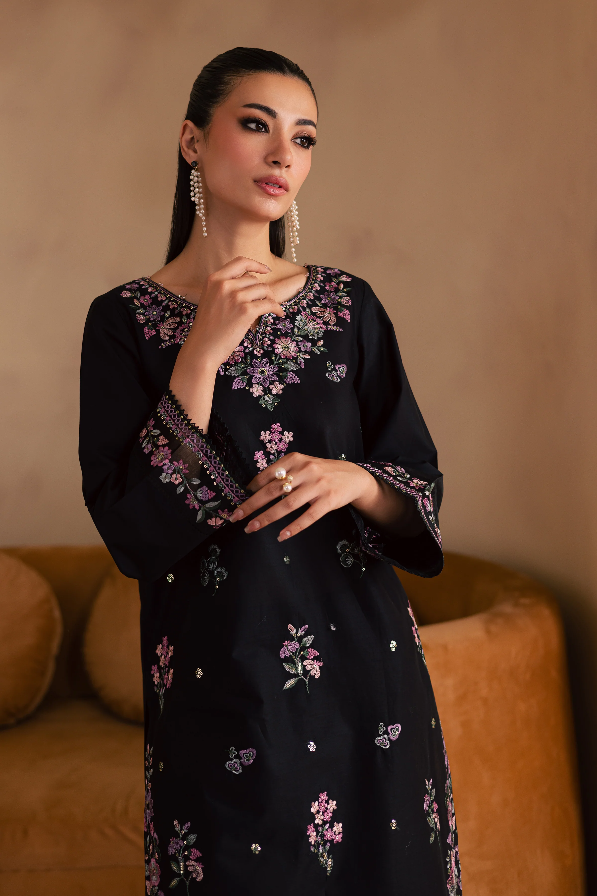Blink 2Pc - Embroidered Solid Dress - Image 6