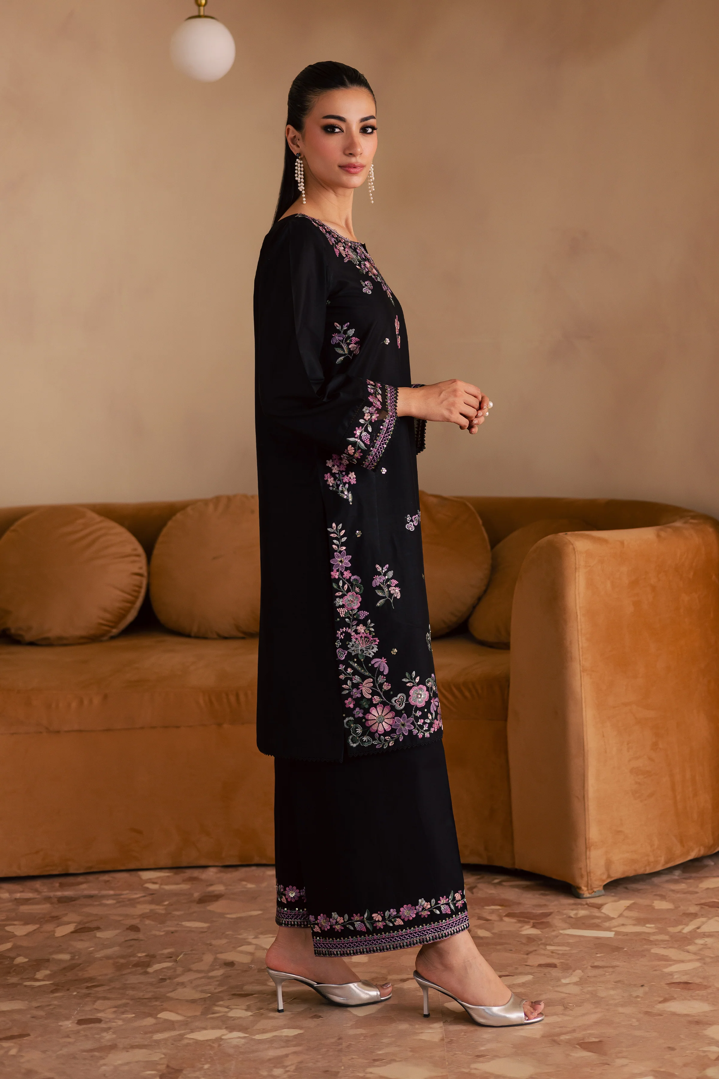 Blink 2Pc - Embroidered Solid Dress - Image 7