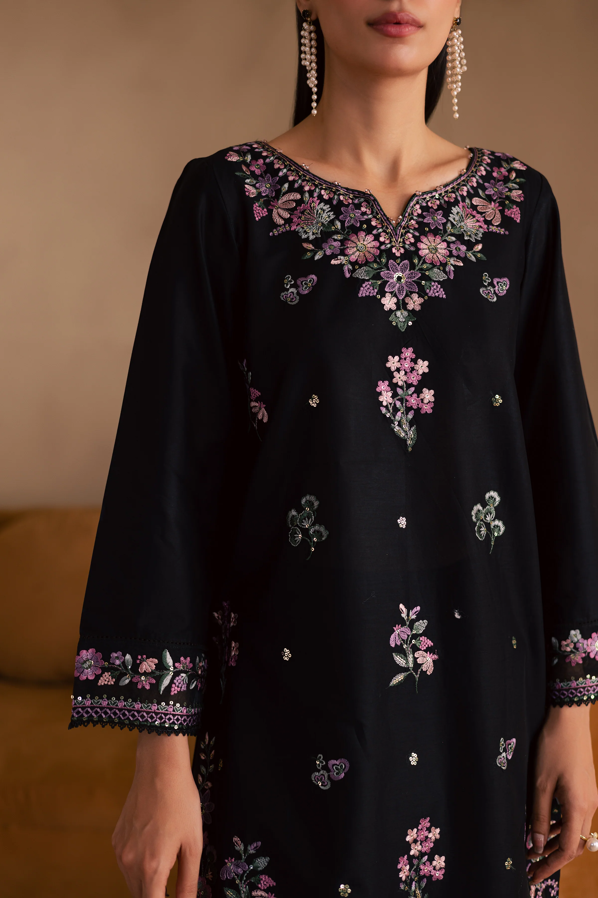 Blink 2Pc - Embroidered Solid Dress - Image 9