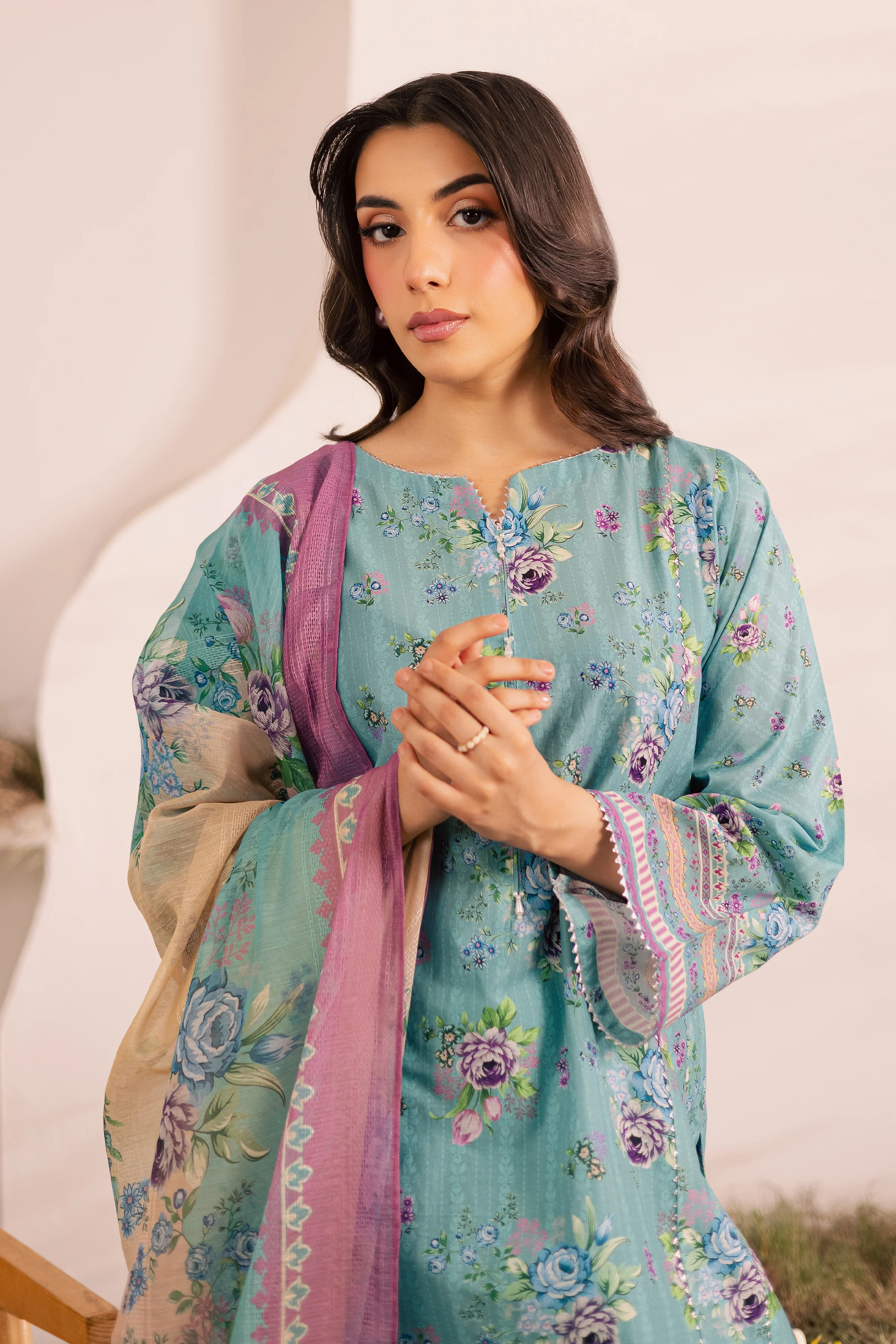 Blue Alcea 3Pc - Printed Lawn Dress - Image 2