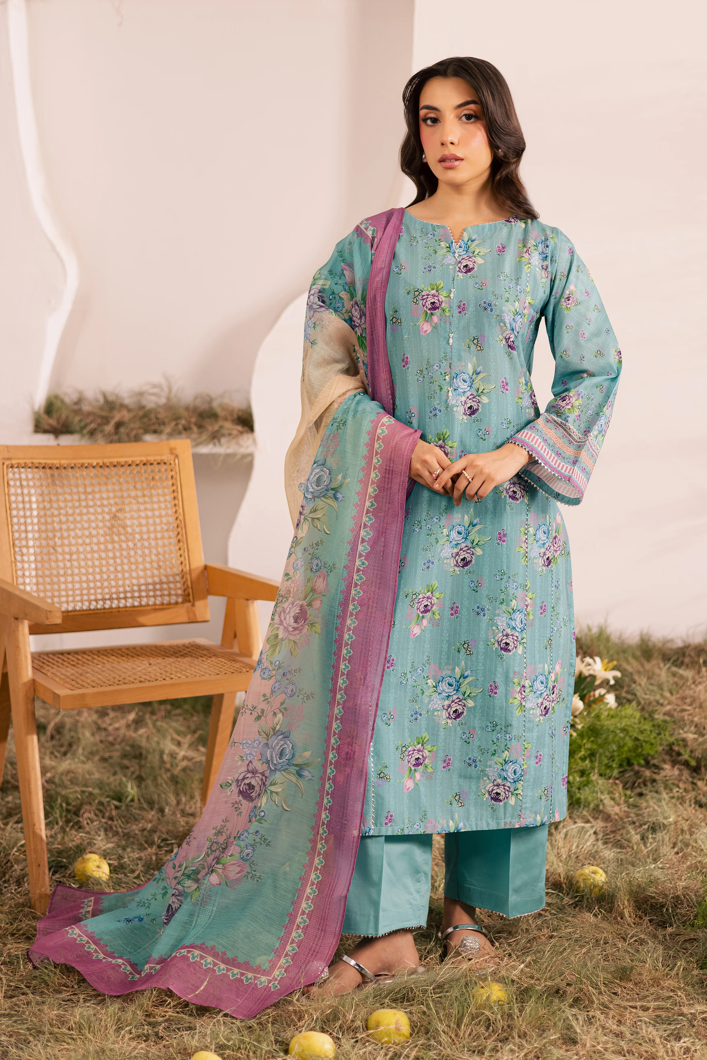 Blue Alcea 3Pc - Printed Lawn Dress - Image 5