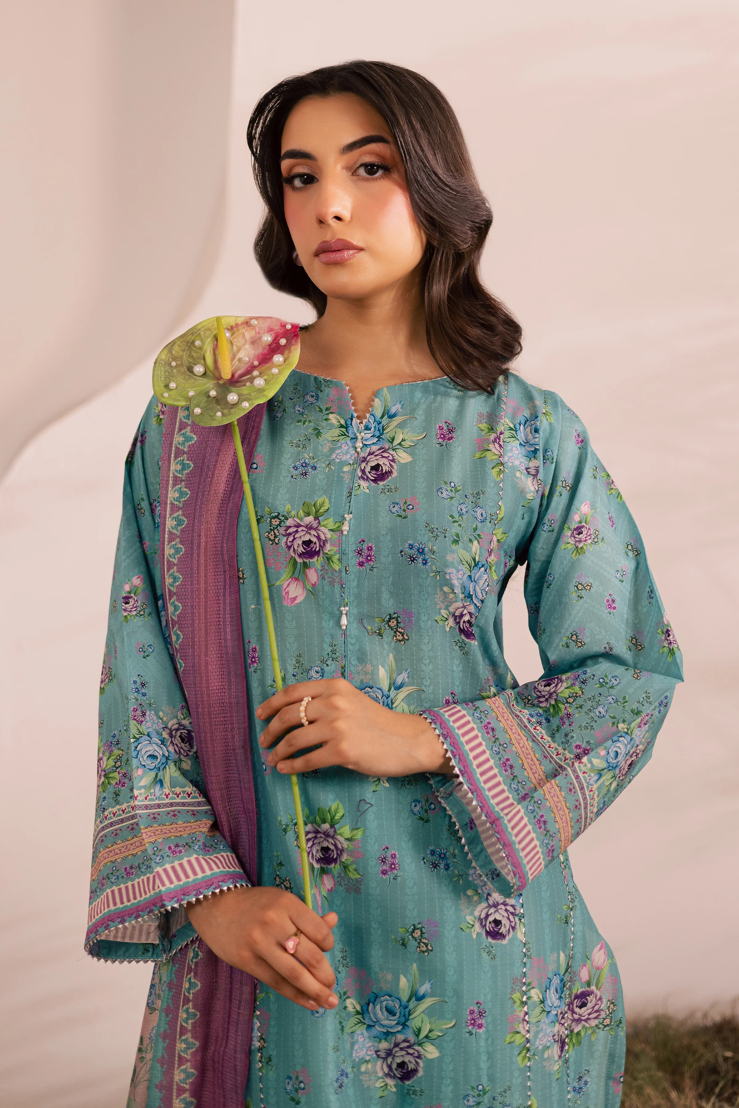 Blue Alcea 3Pc - Printed Lawn Dress - Image 6
