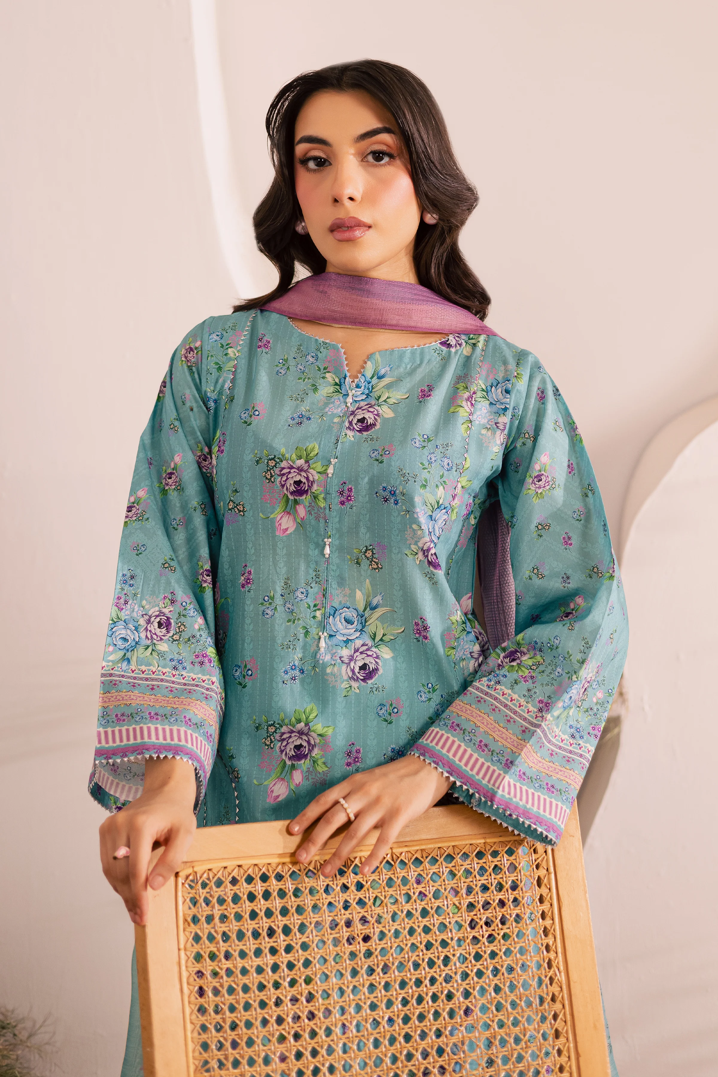 Blue Alcea 3Pc - Printed Lawn Dress - Image 7