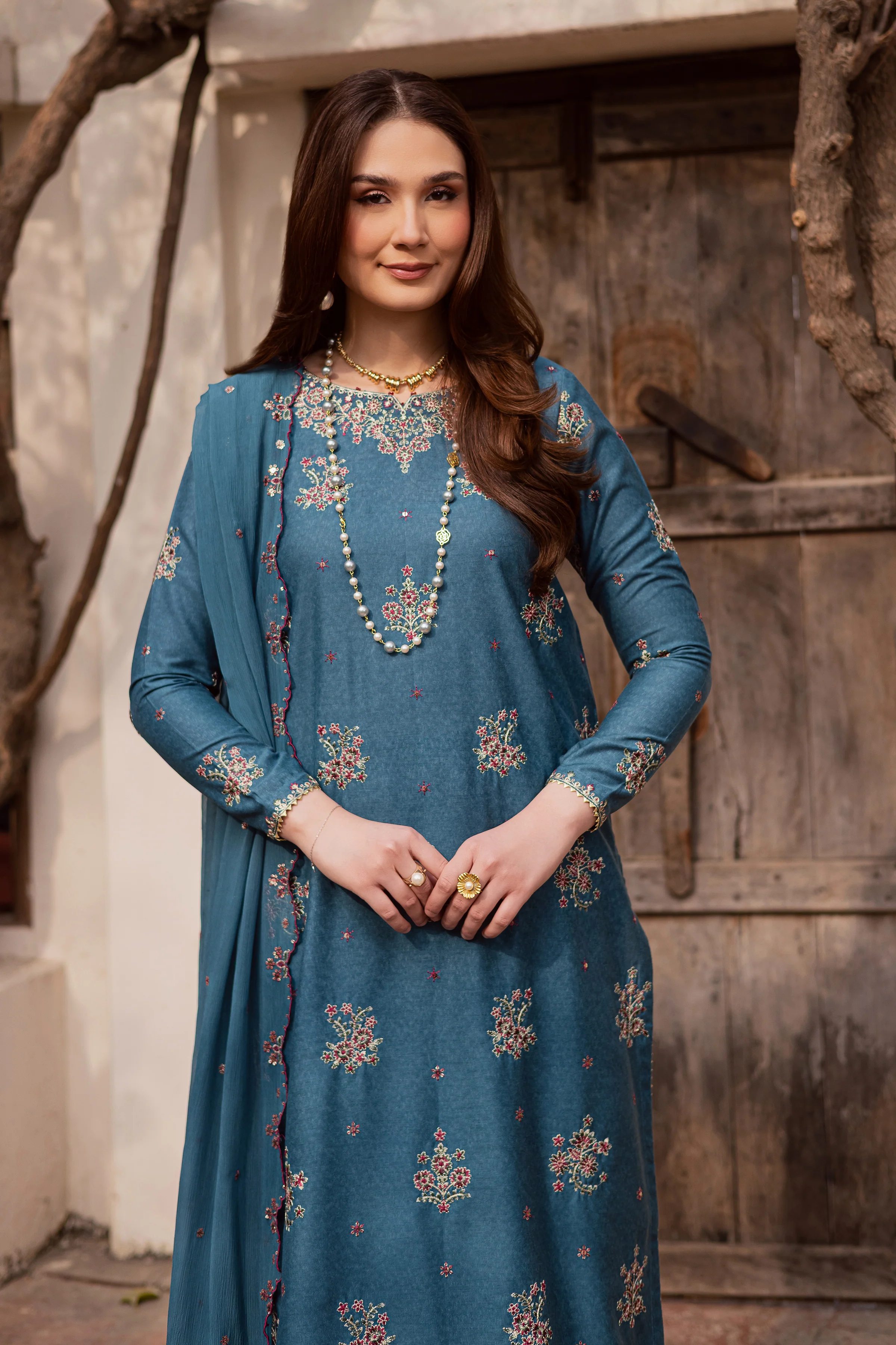 Blue Bells 3Pc - Embroidered Festive Pret - Image 6