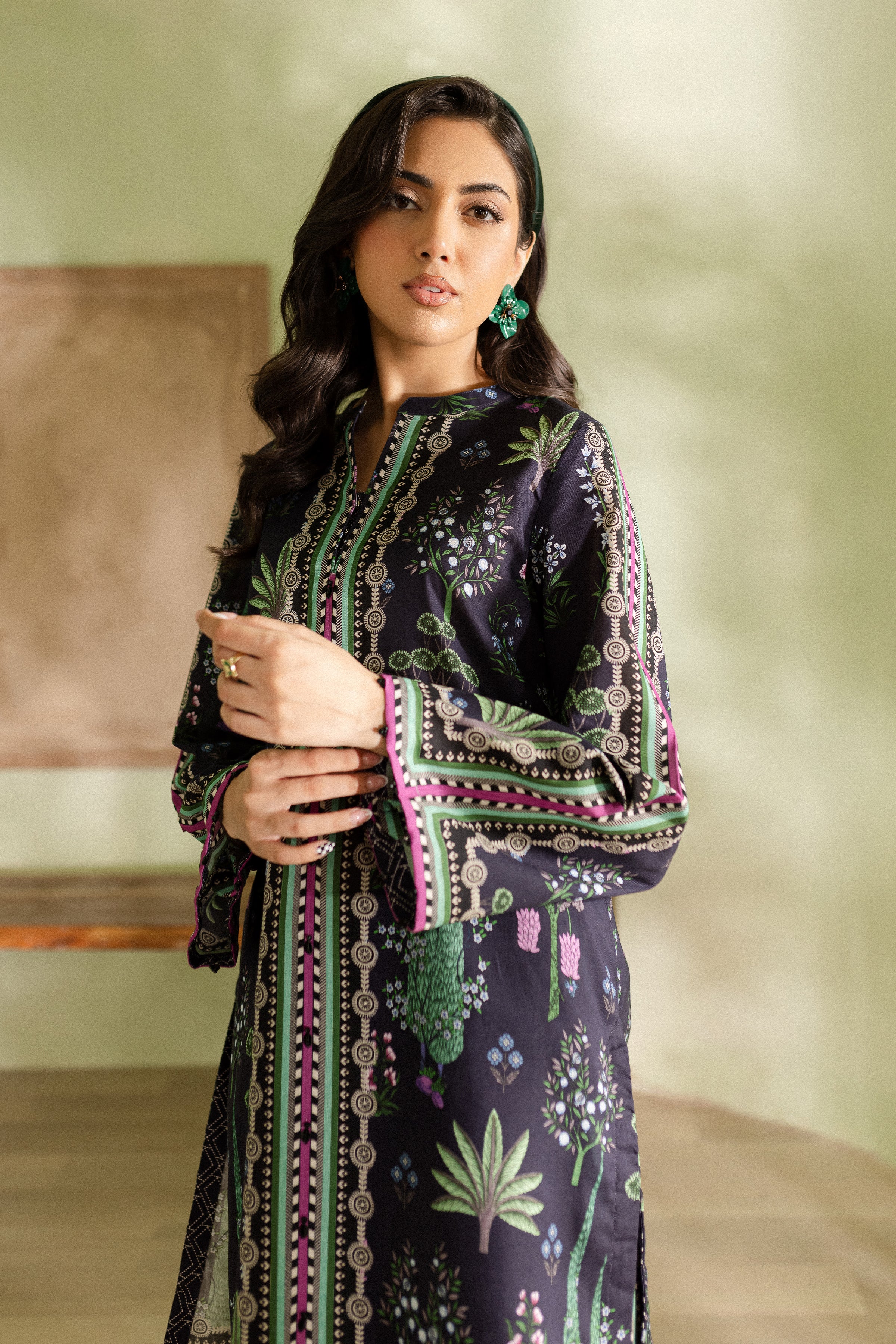 Blue Cypress 2Pc - Printed Khaddar Dress - Image 2