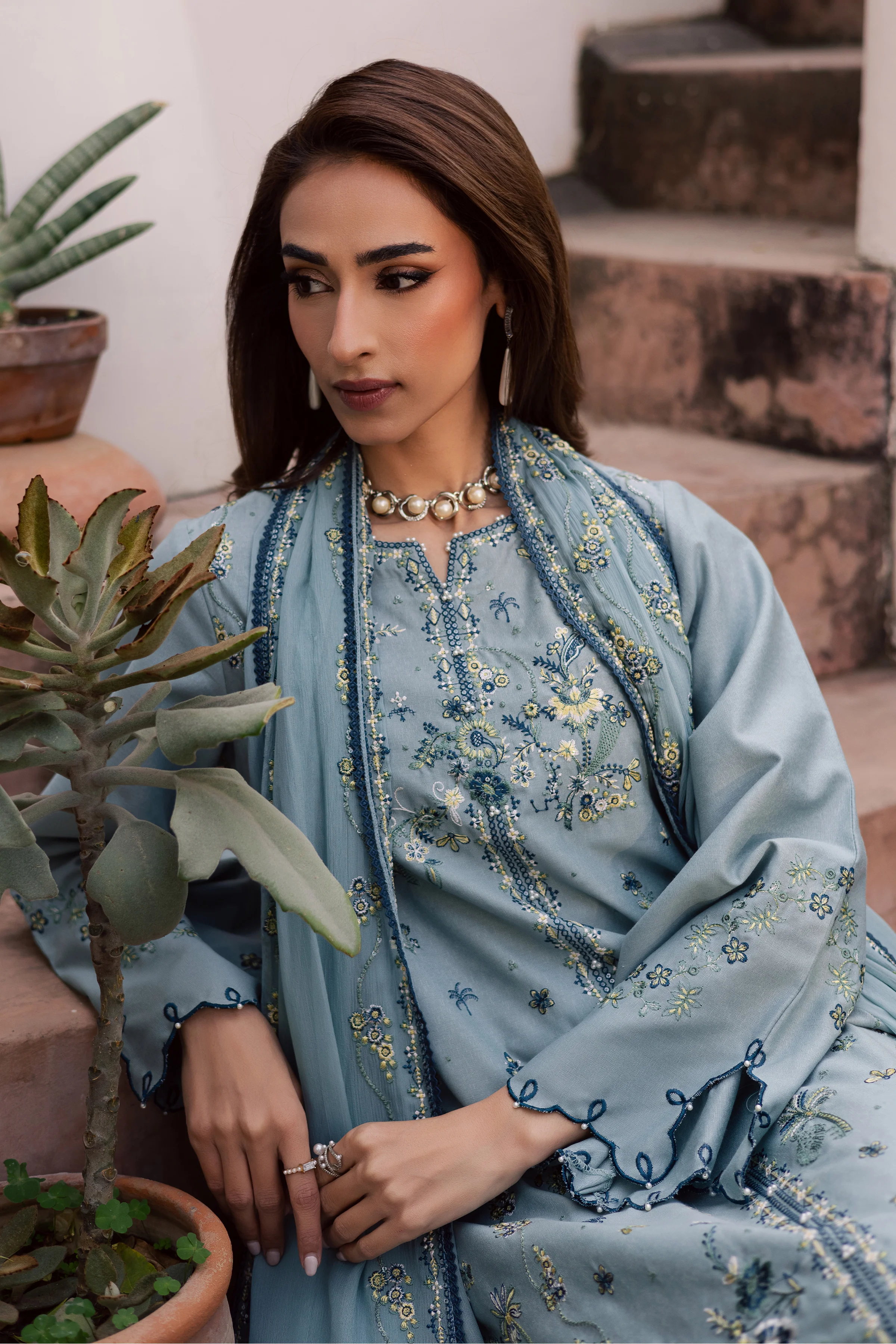 Blue Ice 3Pc - Embroidered Festive Pret - Image 4