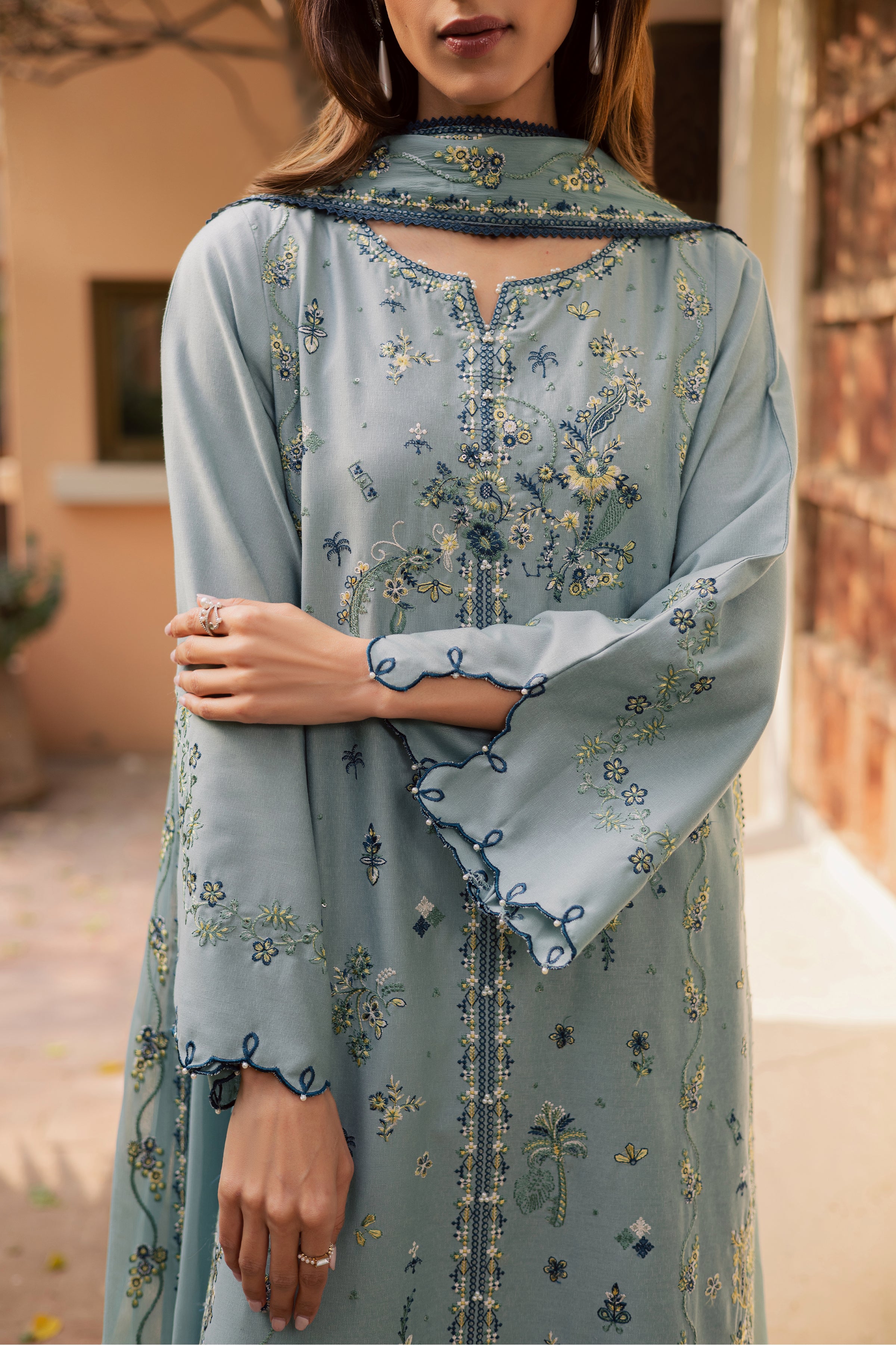 Blue Ice 3Pc - Embroidered Festive Pret - Image 6