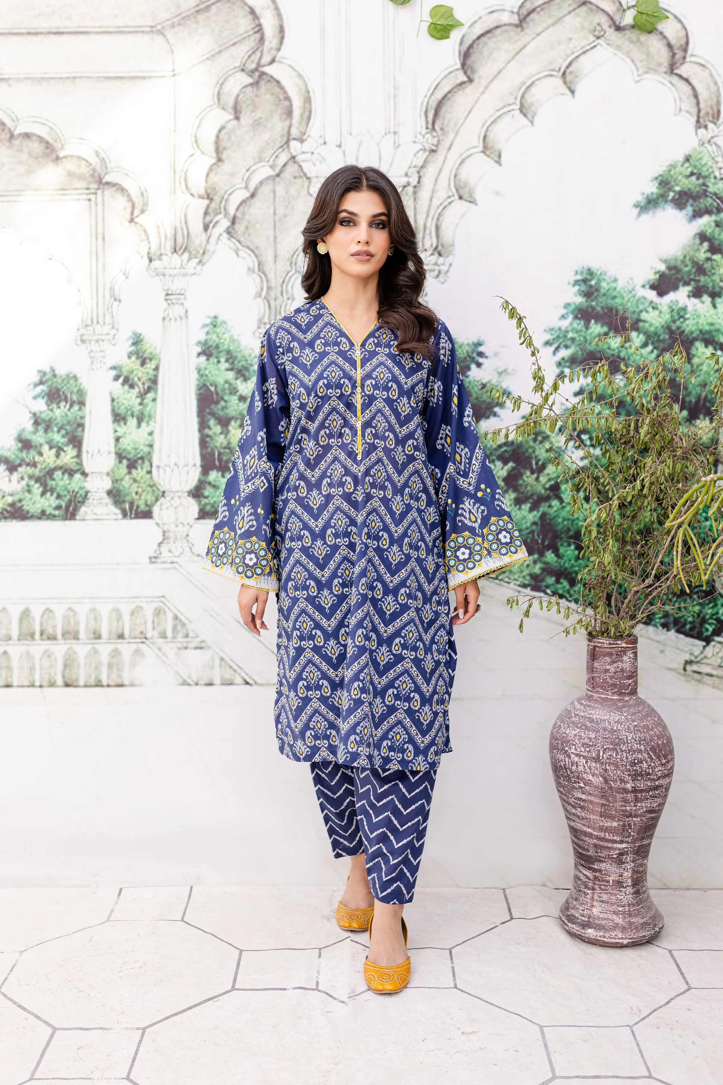 Blue Ikat 2Pc - Printed Lawn Dress - Image 3