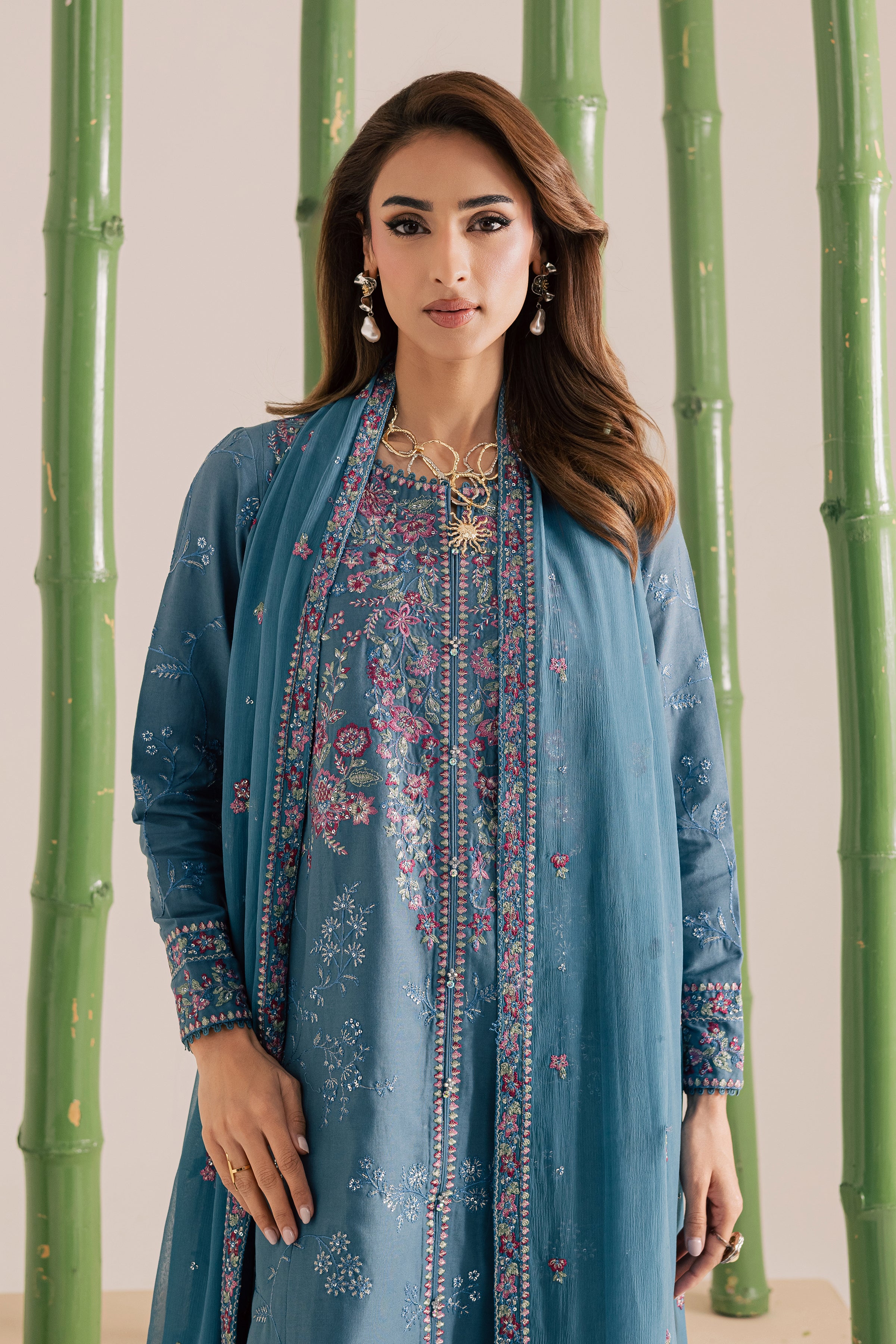 Blue Kaavish 3Pc - Embroidered Khaddar Dress - Image 8