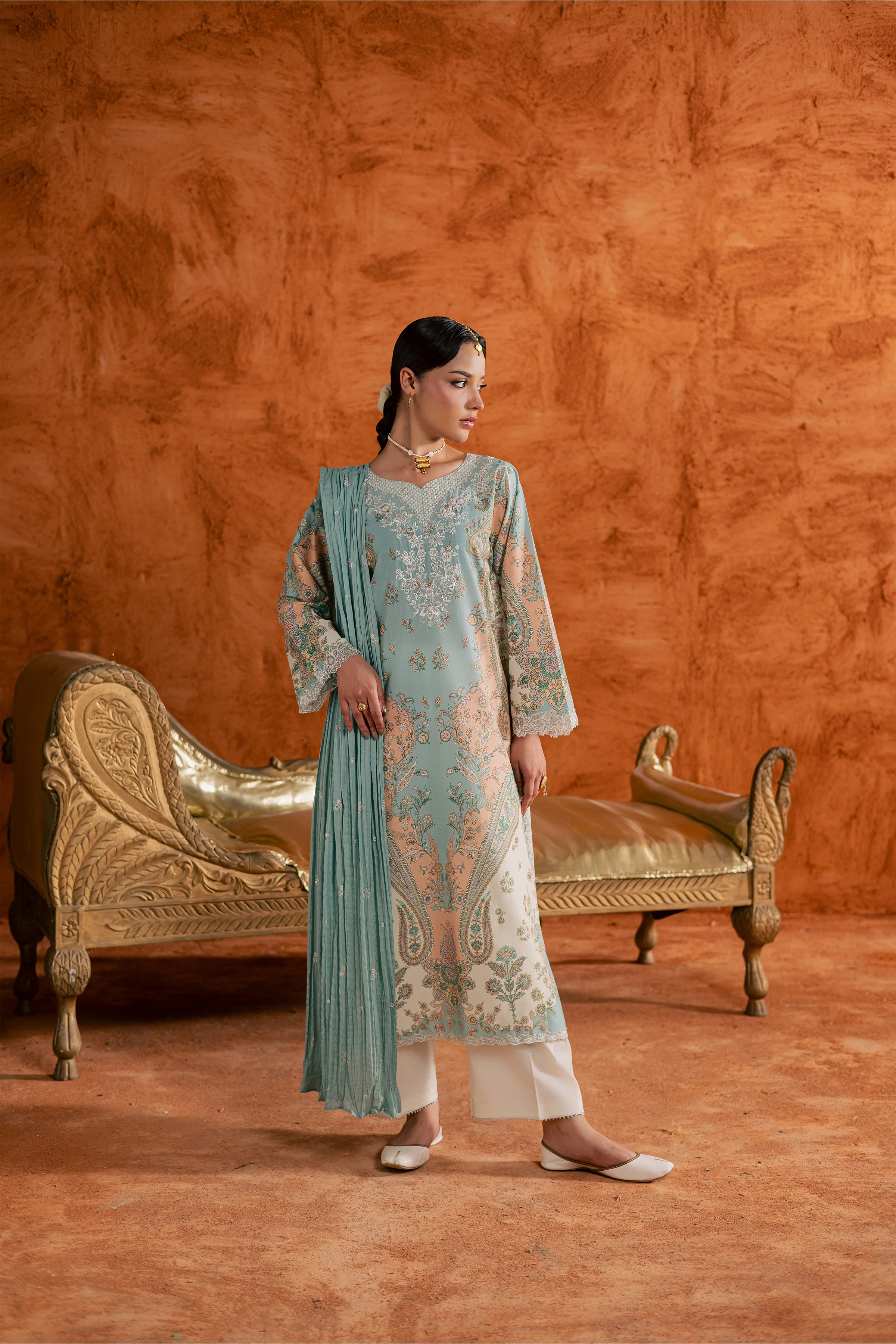 Blue Olaf 3Pc - Printed Lawn Dress - Image 5