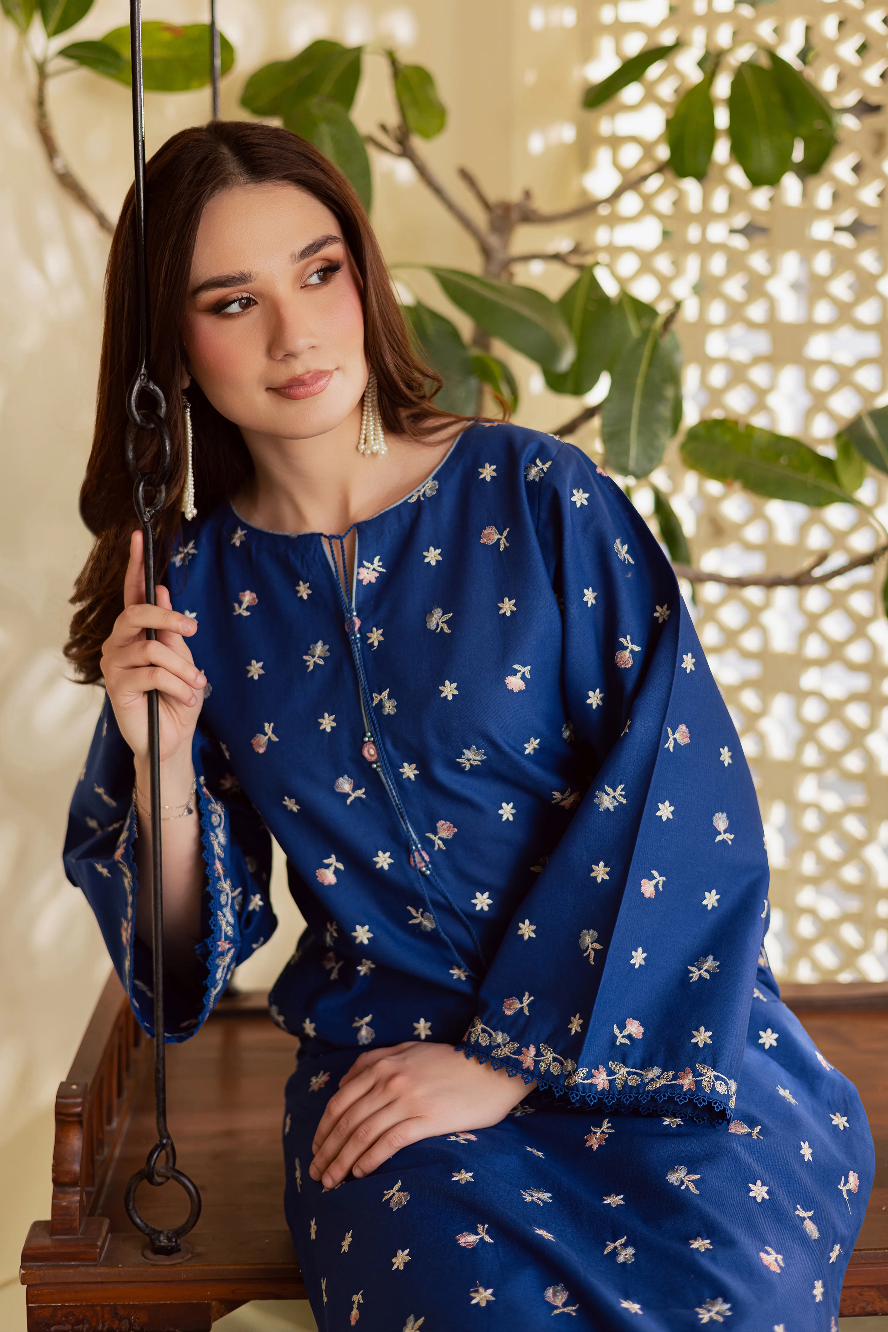 Blue Pearly 2Pc - Embroidered Khaddar Dress - Image 4