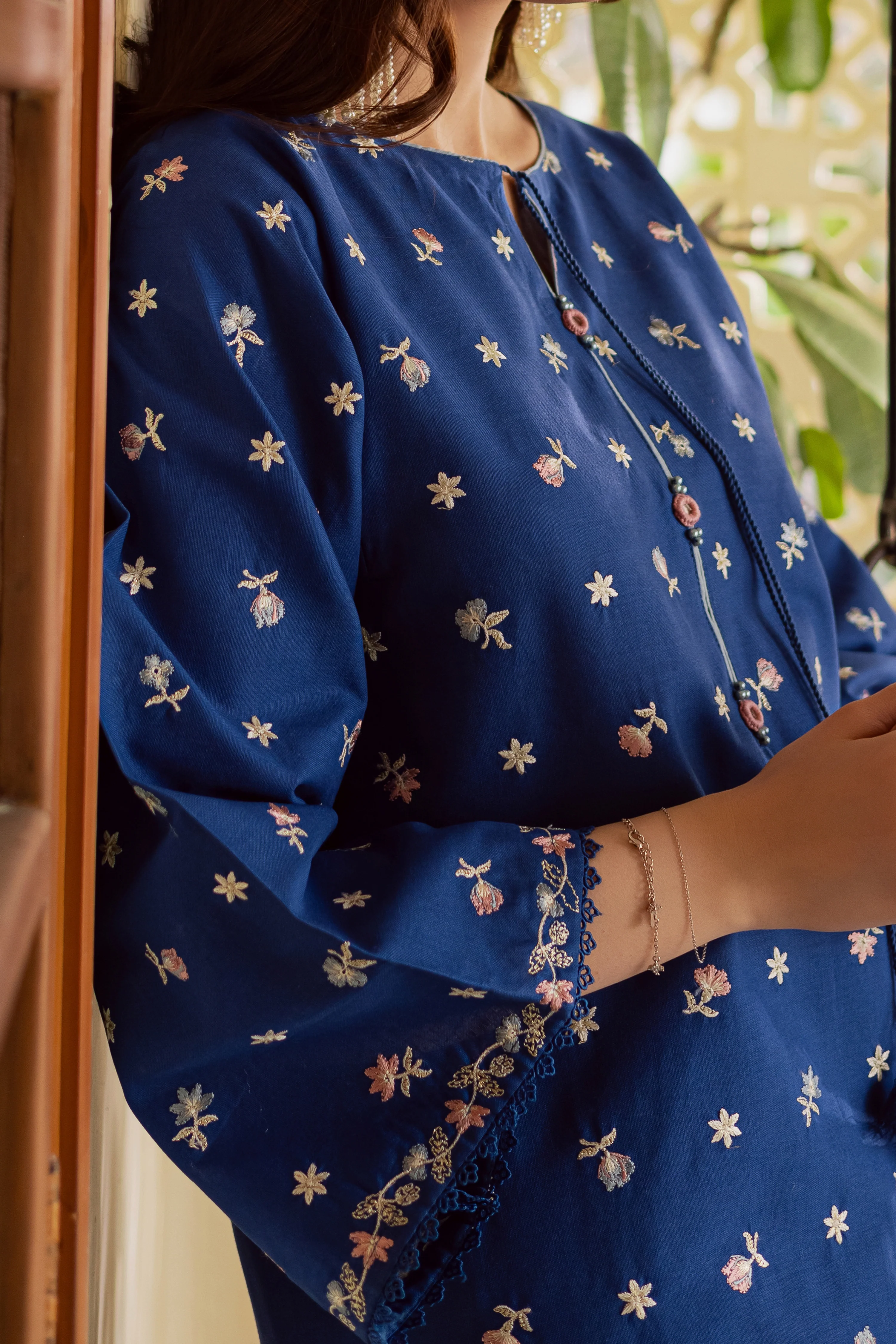 Blue Pearly 2Pc - Embroidered Khaddar Dress - Image 5
