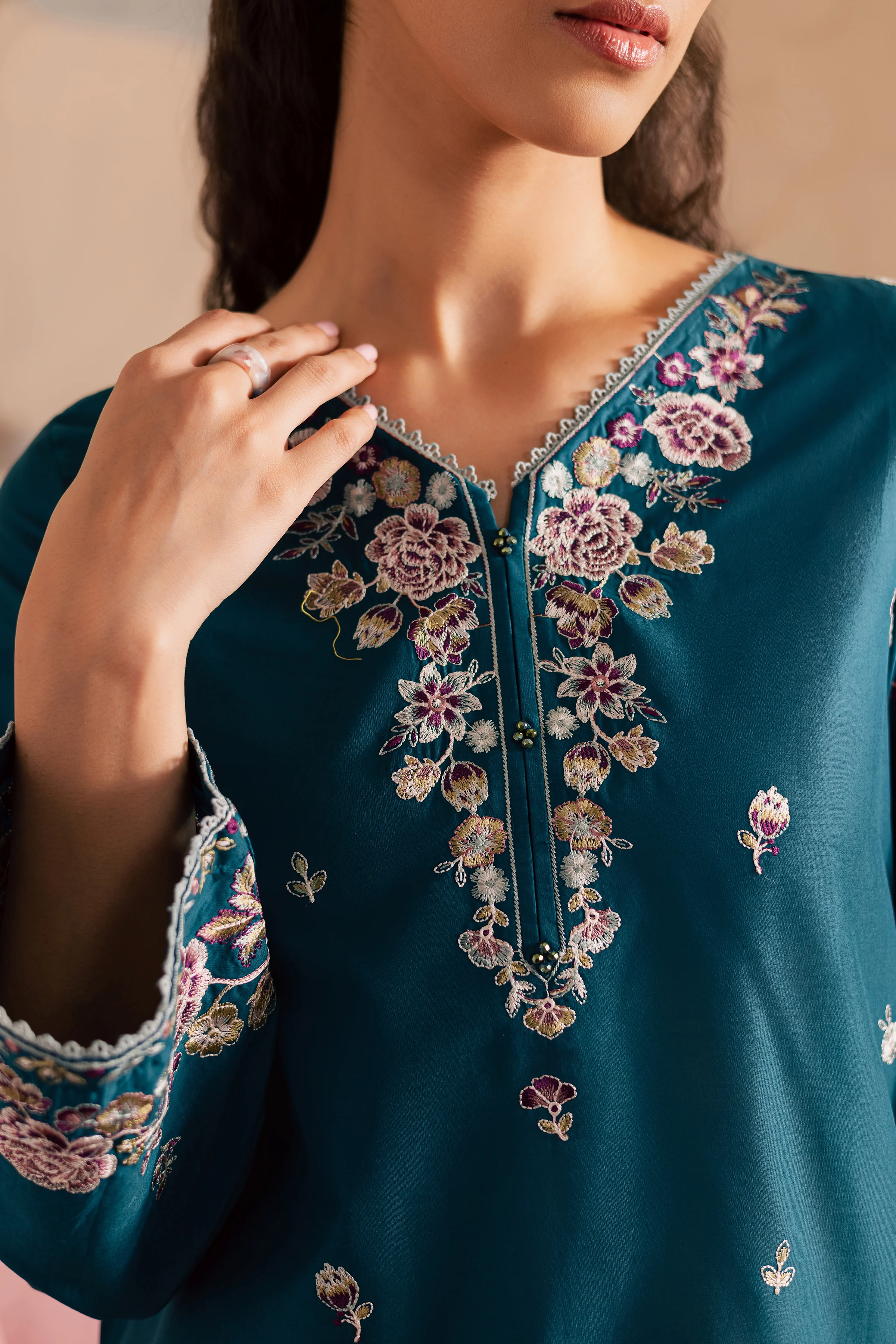Blue Rose 2Pc - Embroidered Lawn Pret - Image 7