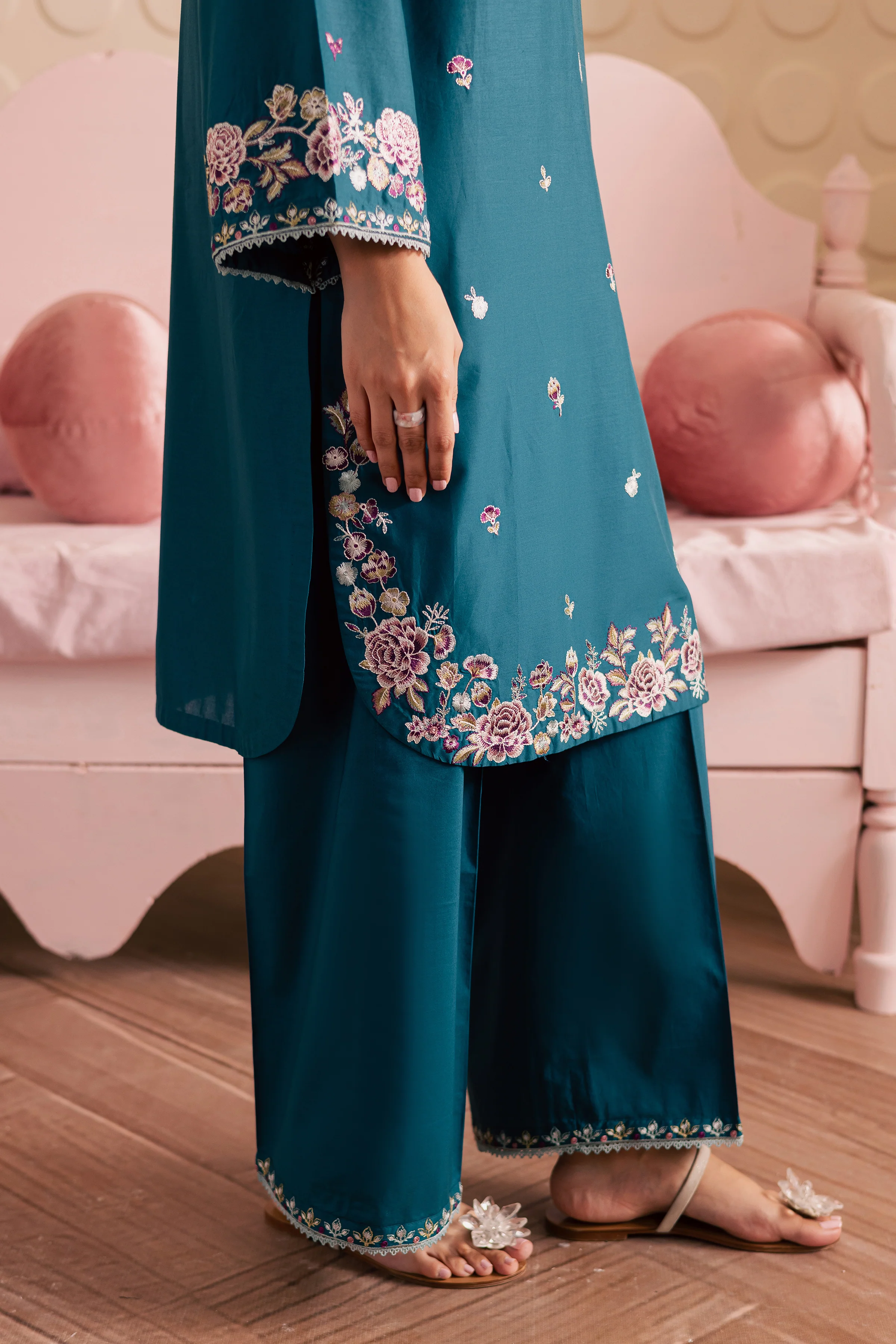 Blue Rose 2Pc - Embroidered Lawn Pret - Image 8