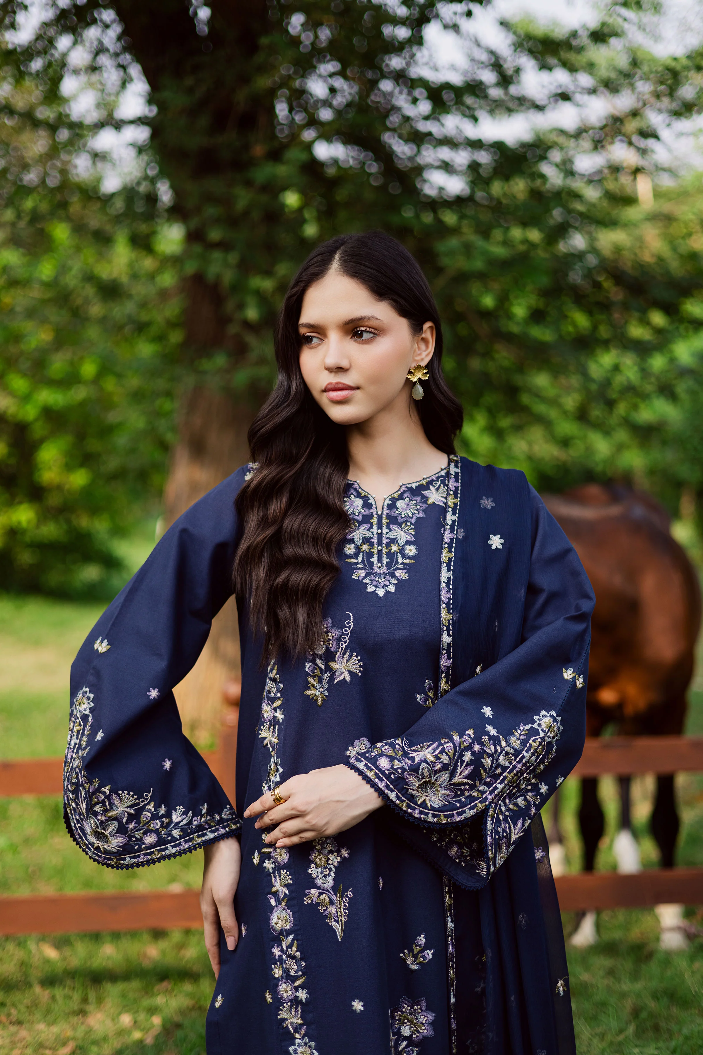 Blue Rush 3Pc - Embroidered Khaddar Dress - Image 2