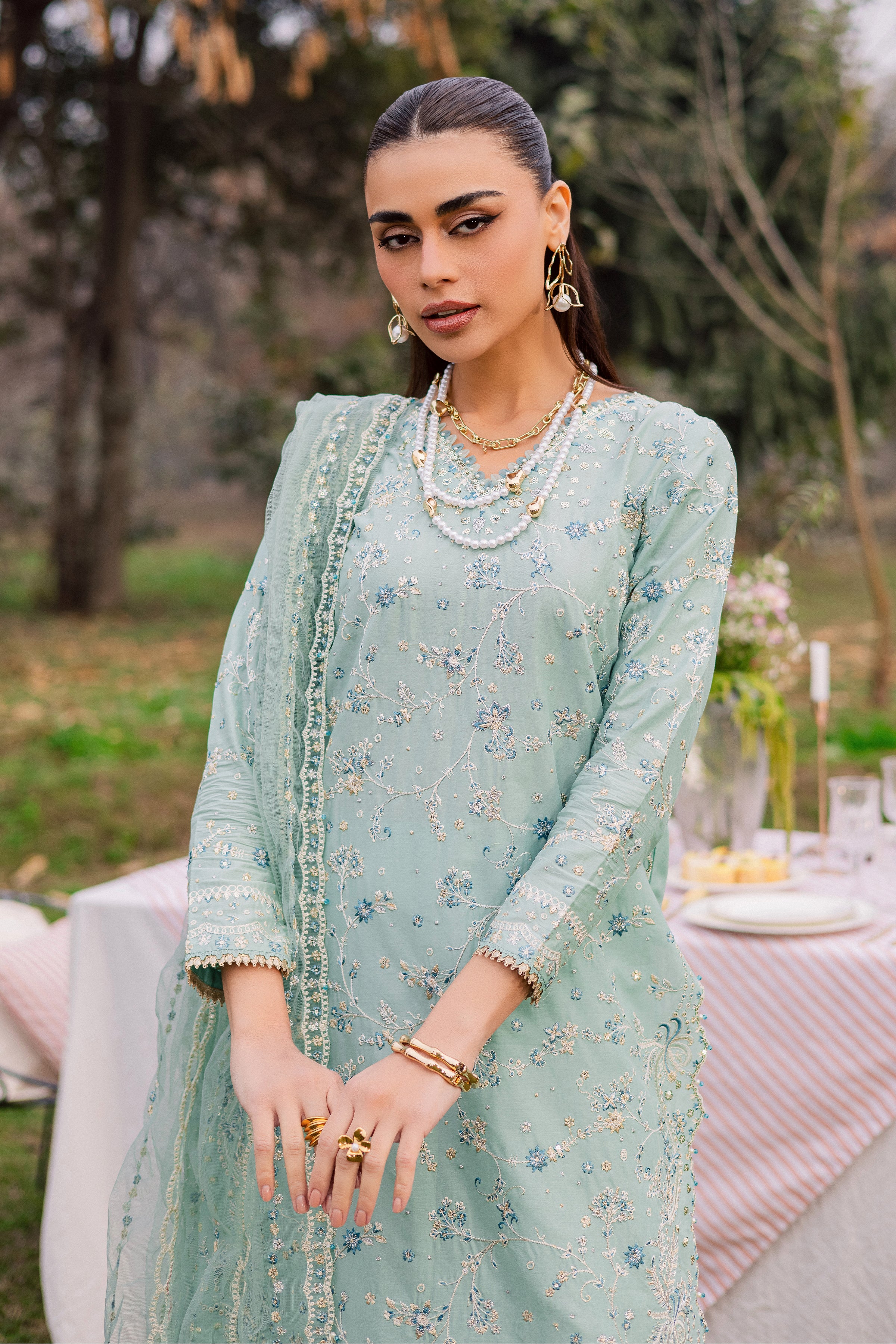 Blue Swan 3Pc - Festive Embroidered Lawn - Image 2