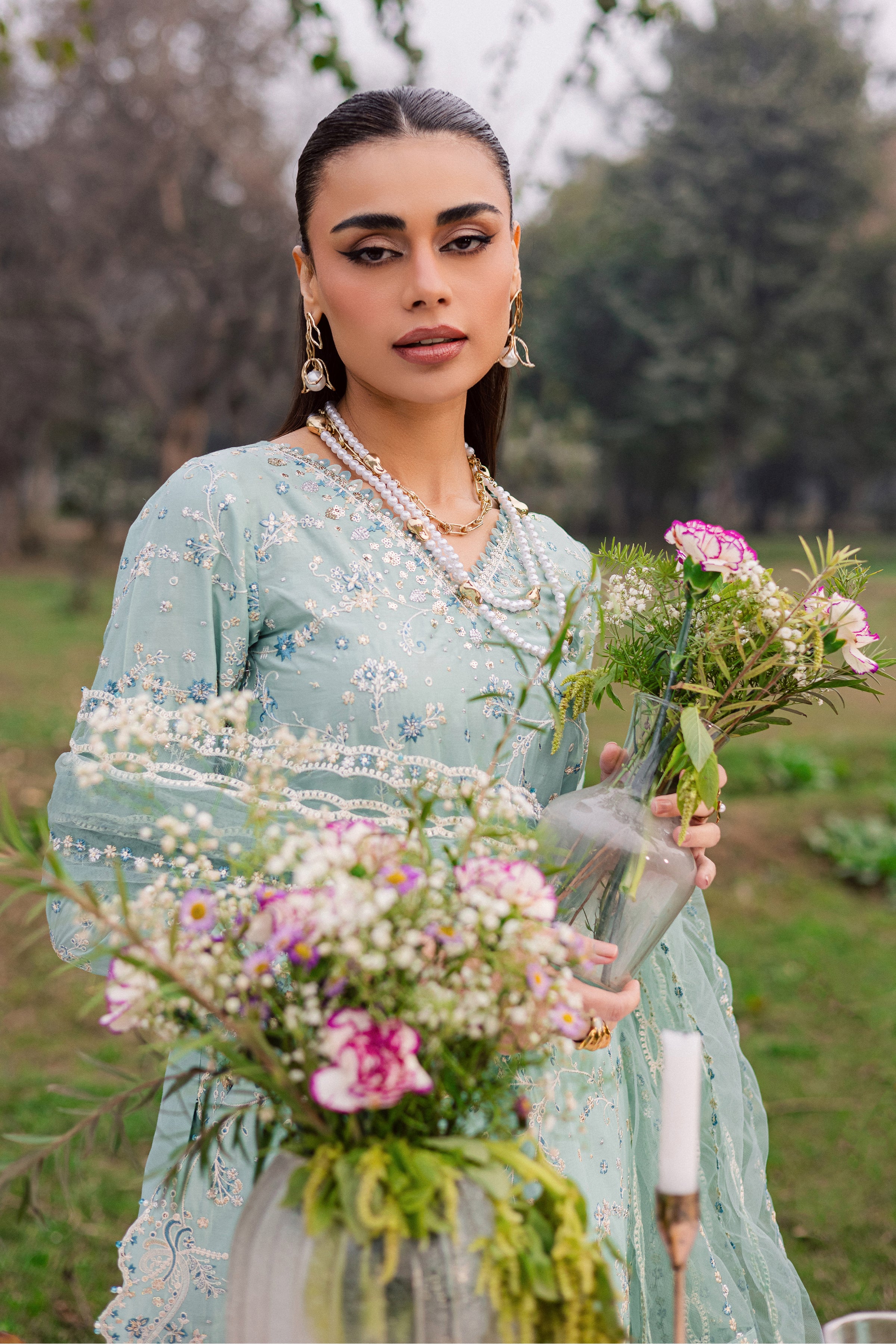 Blue Swan 3Pc - Festive Embroidered Lawn - Image 4