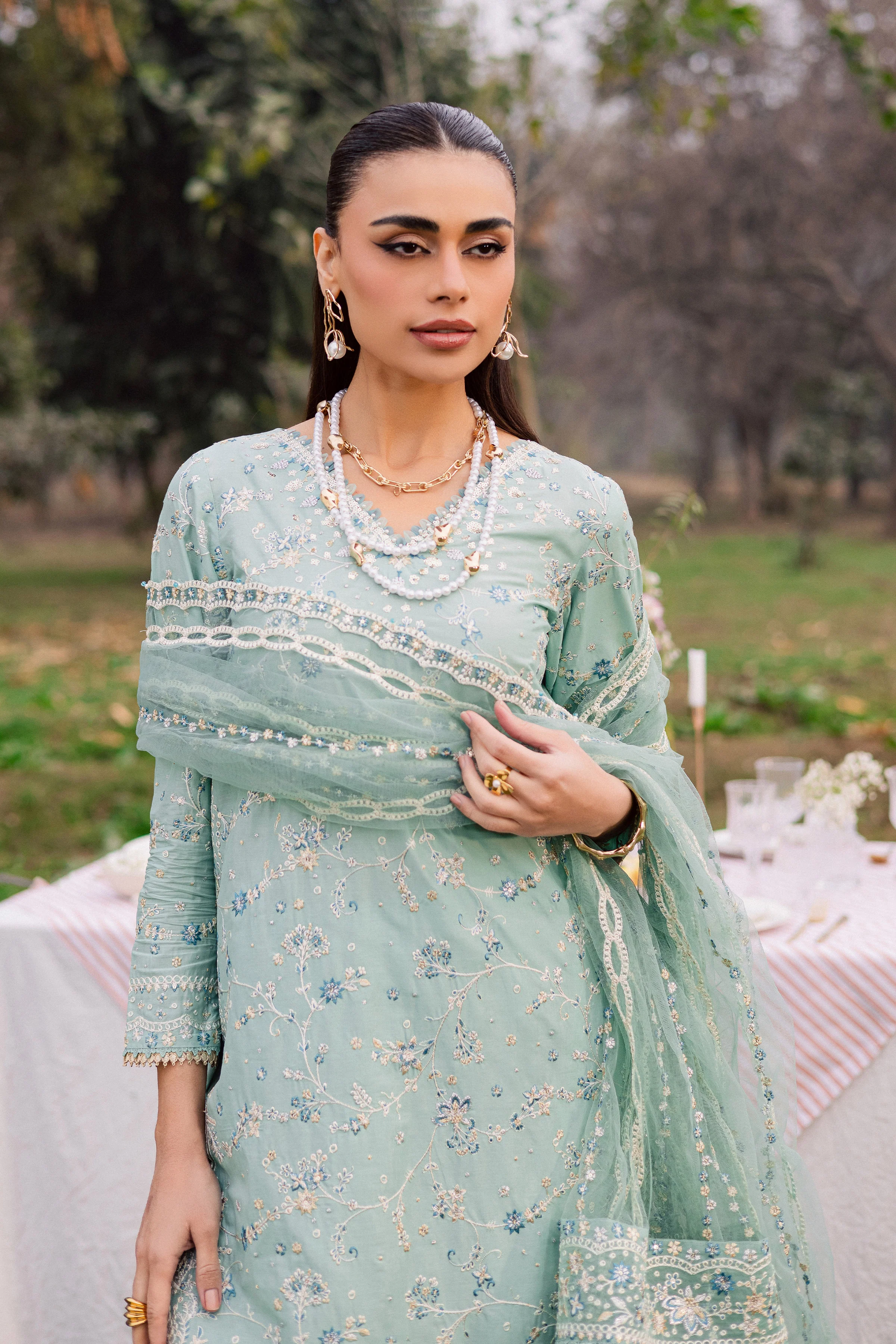 Blue Swan 3Pc - Festive Embroidered Lawn - Image 5