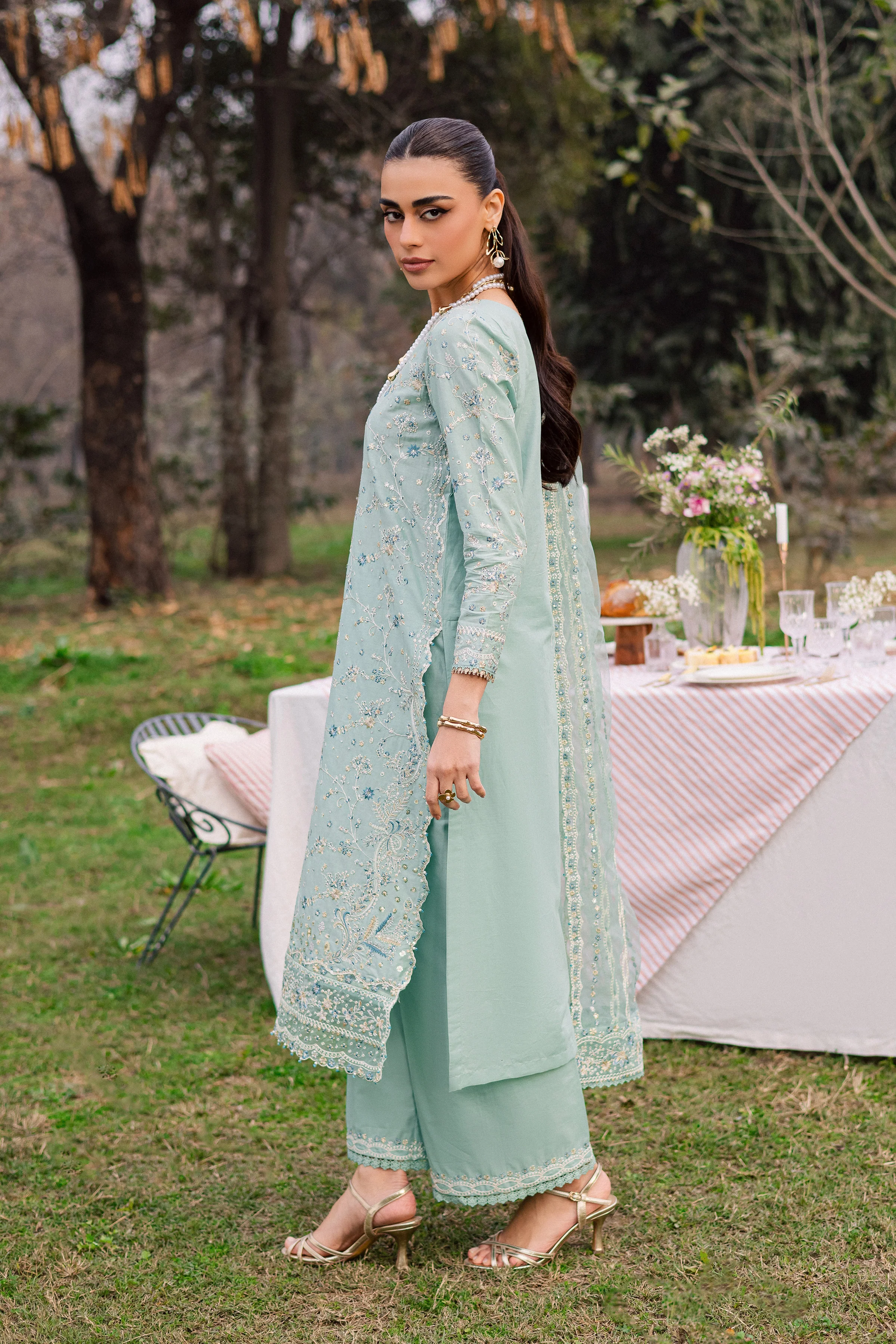 Blue Swan 3Pc - Festive Embroidered Lawn - Image 6