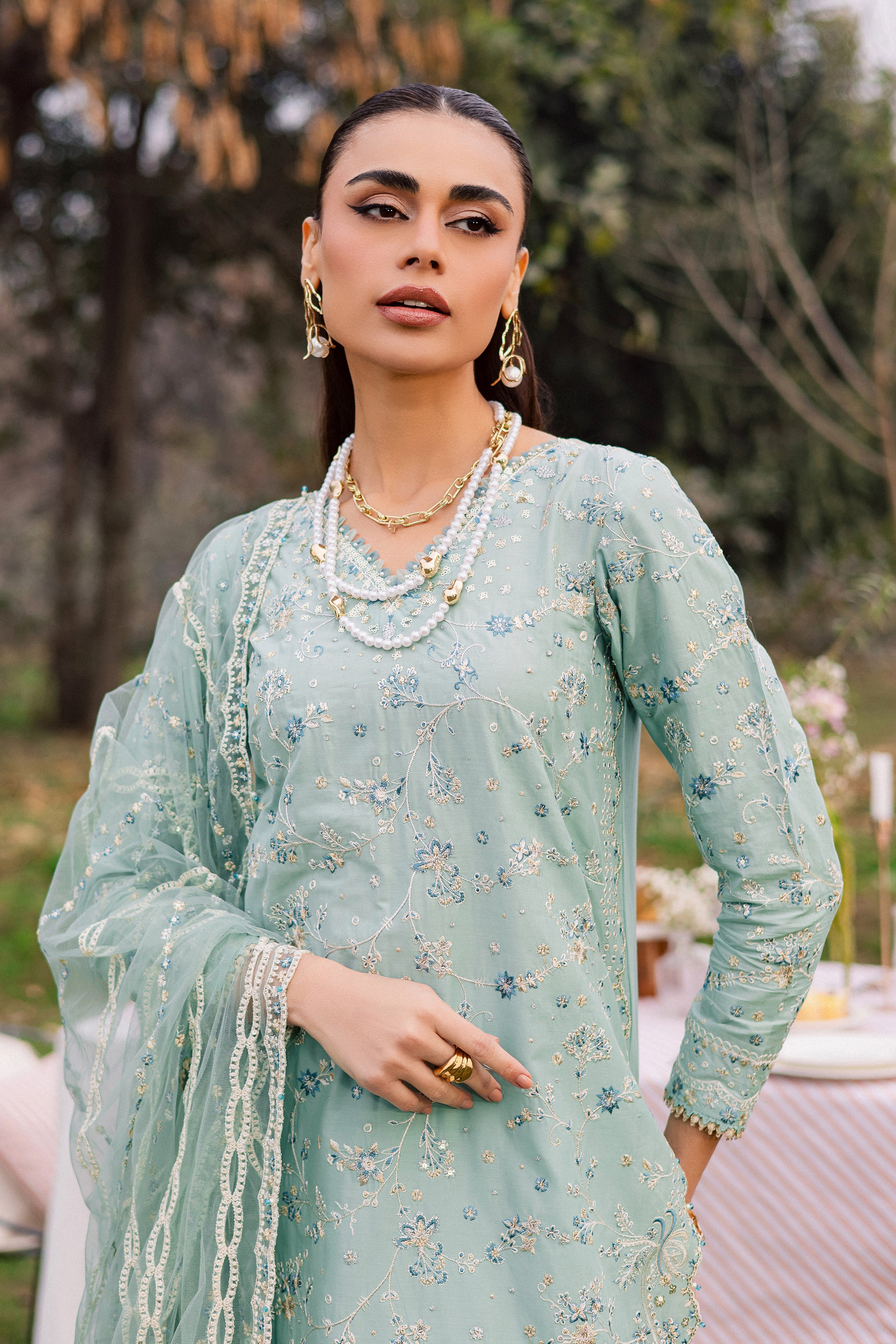 Blue Swan 3Pc - Festive Embroidered Lawn - Image 7