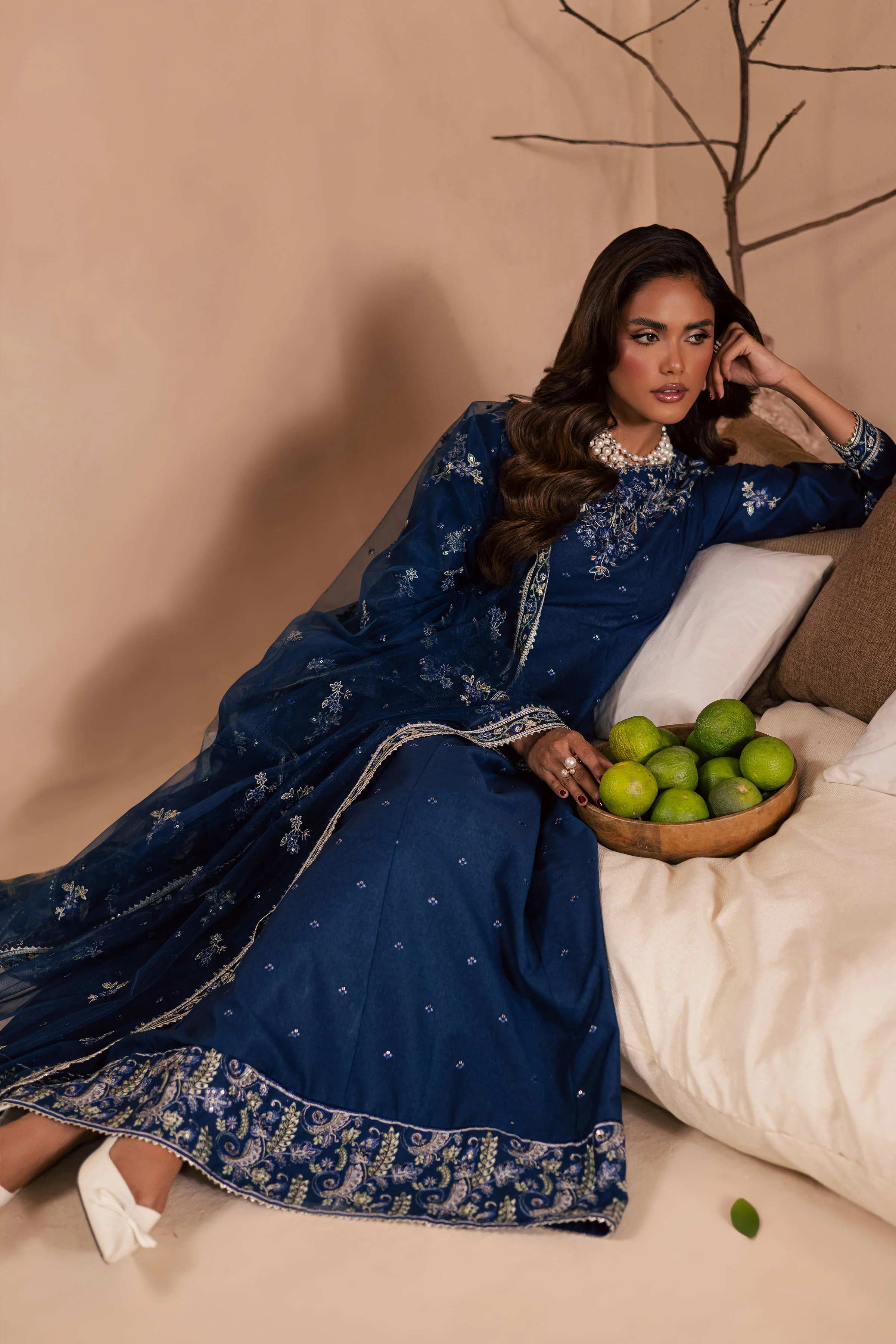 Blue Wester 3Pc - Embroidered Karandi Dress - Image 6
