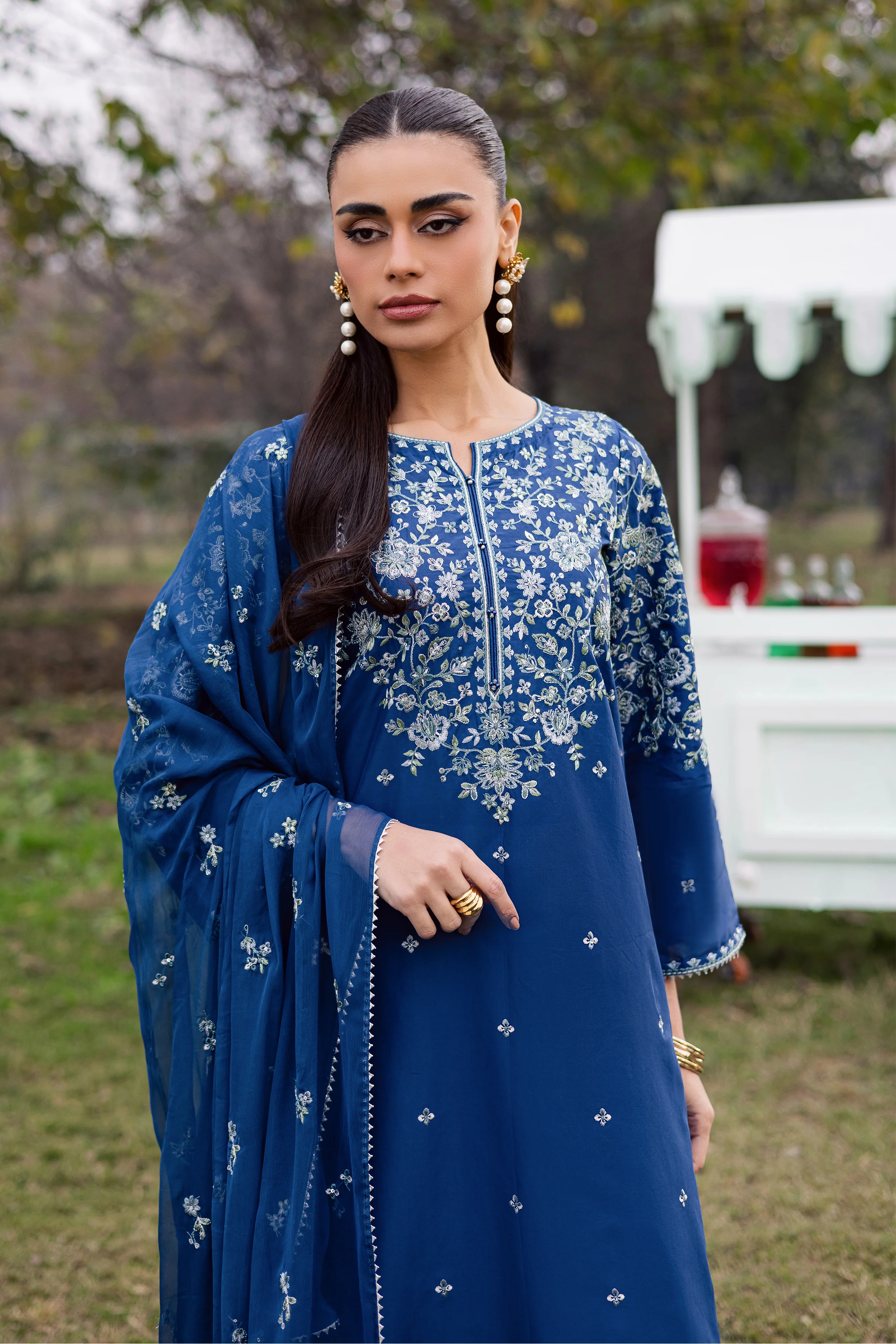 Blue Wink 3Pc - Festive Embroidered Lawn - Image 2