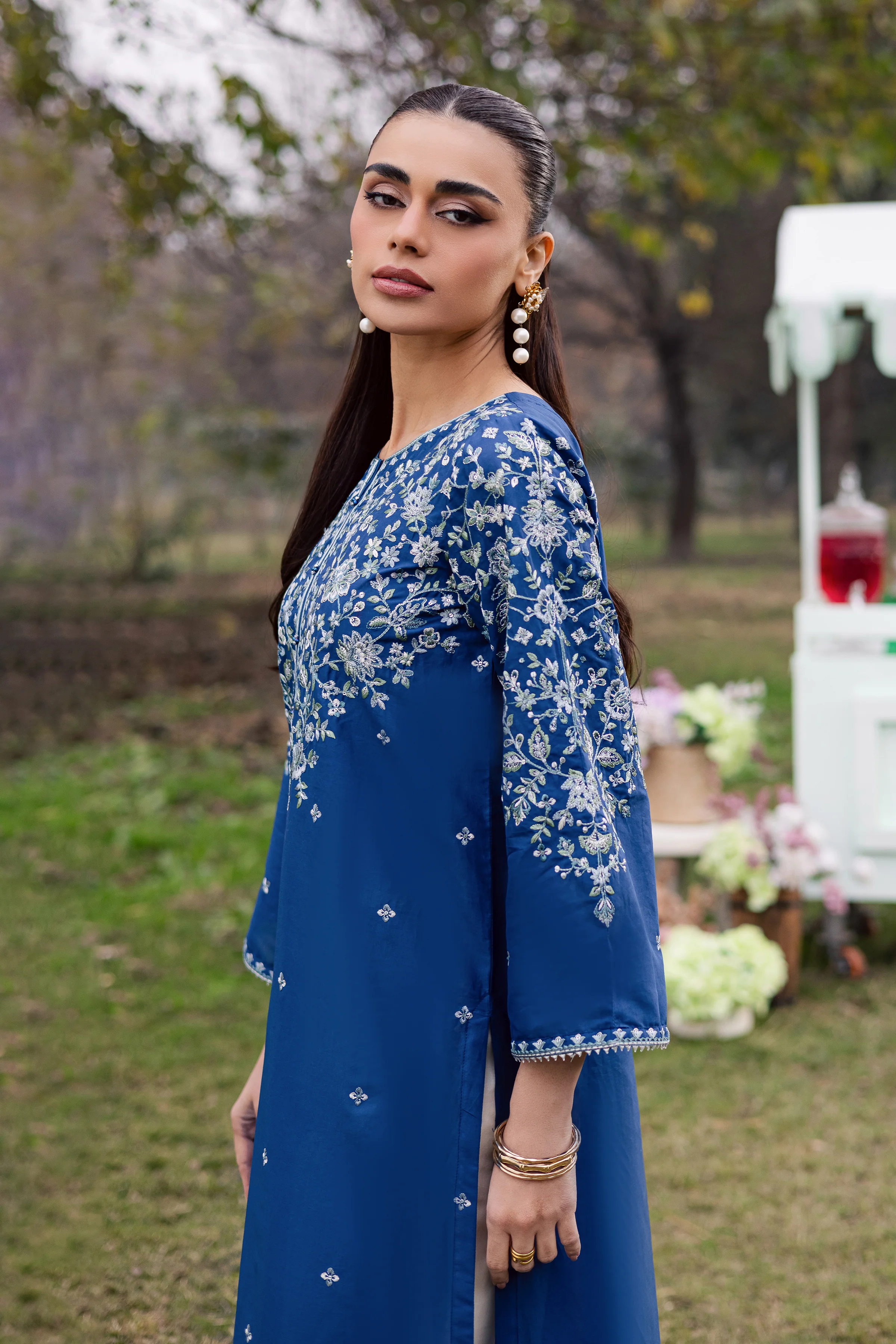 Blue Wink 3Pc - Festive Embroidered Lawn - Image 3