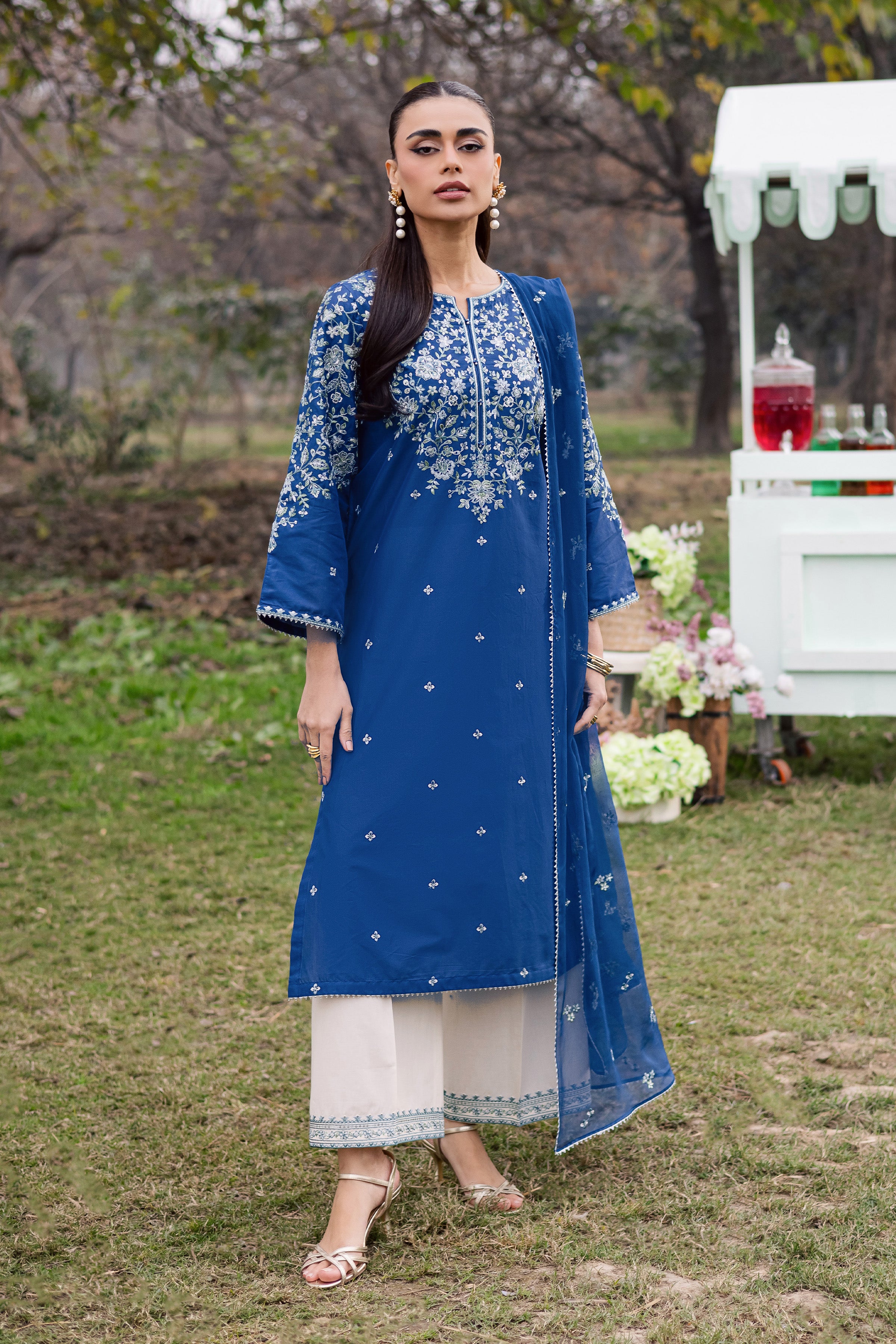 Blue Wink 3Pc - Festive Embroidered Lawn - Image 4