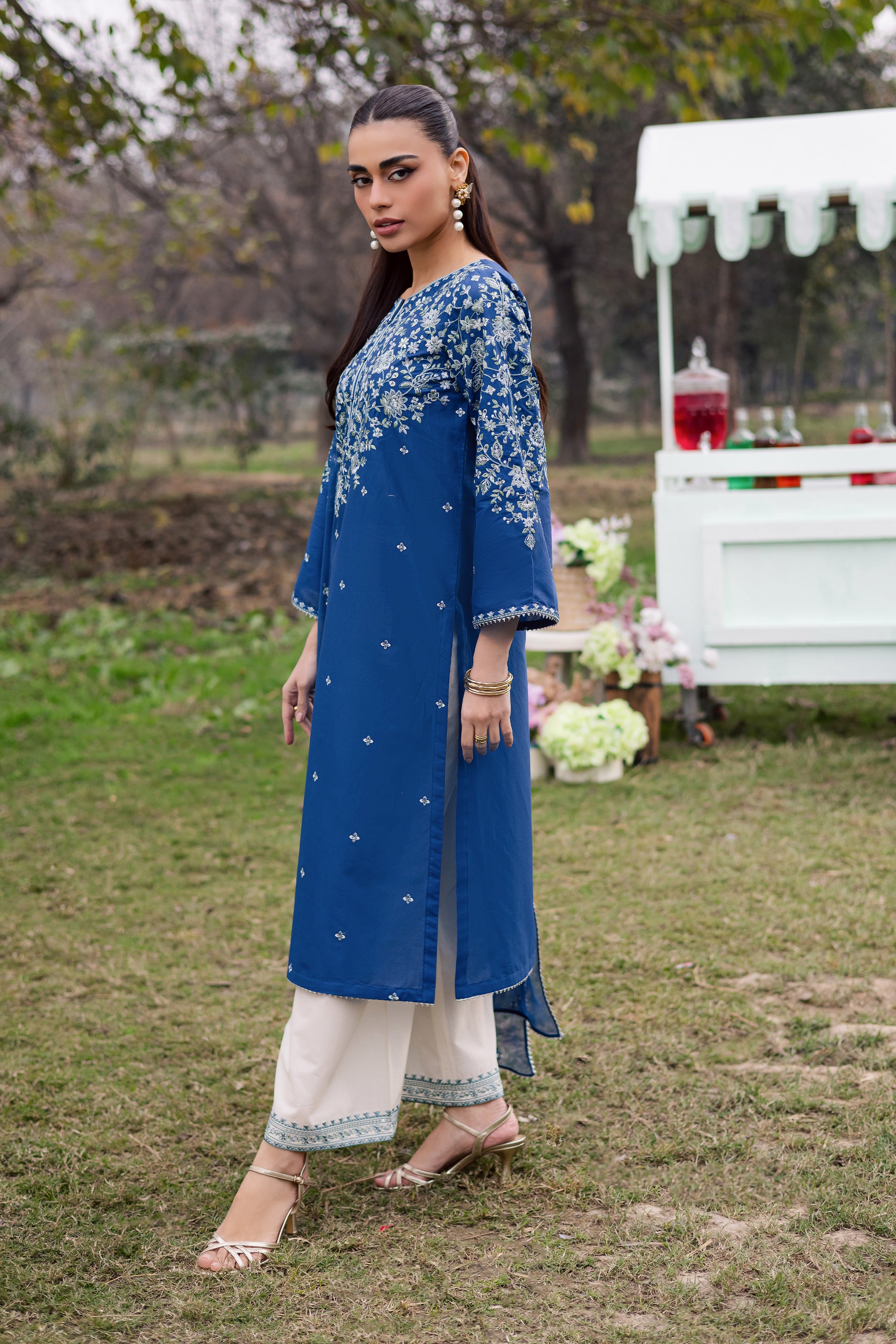 Blue Wink 3Pc - Festive Embroidered Lawn - Image 5