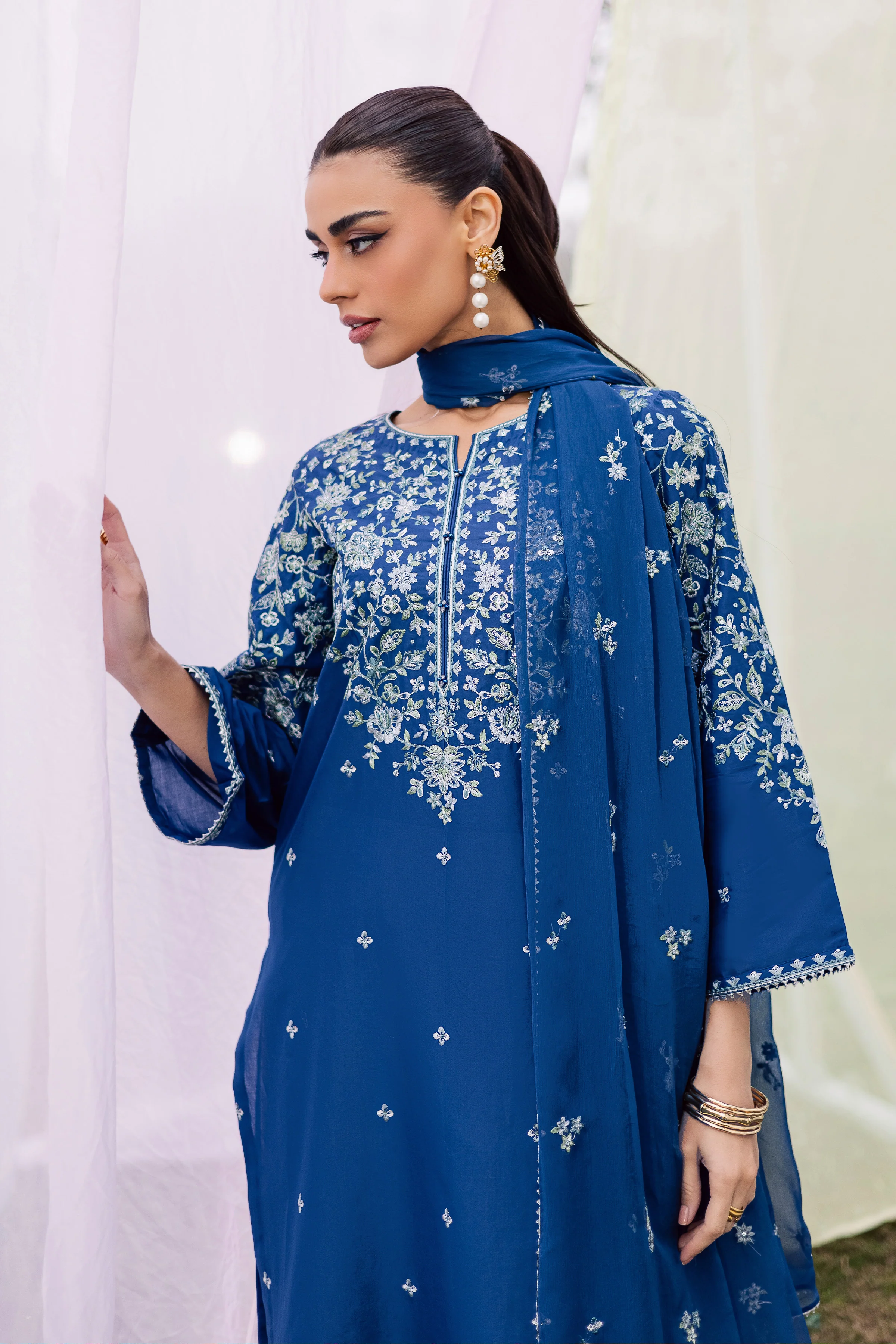 Blue Wink 3Pc - Festive Embroidered Lawn - Image 8