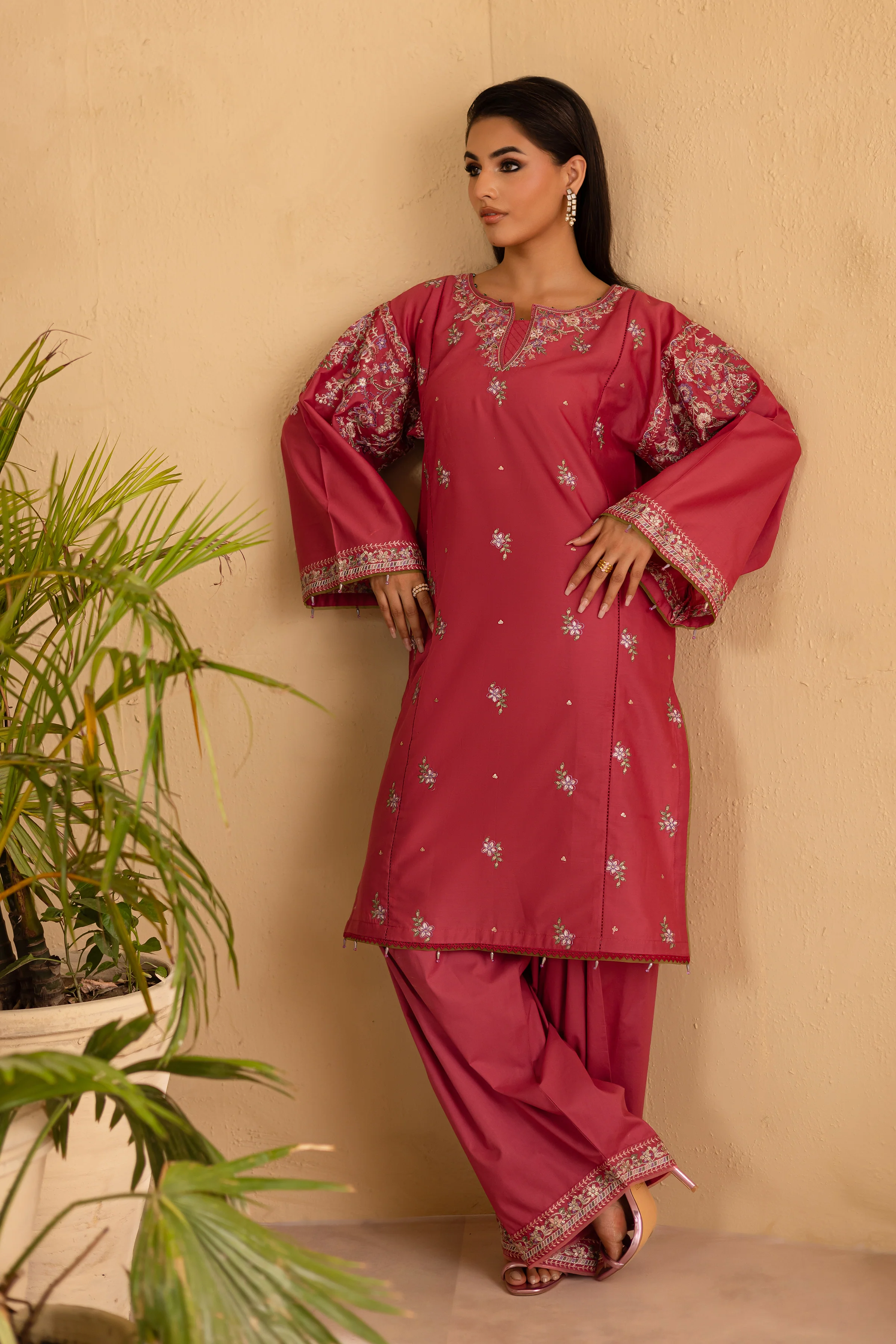 Blush 2Pc - Embroidered Solid Dress - Image 6