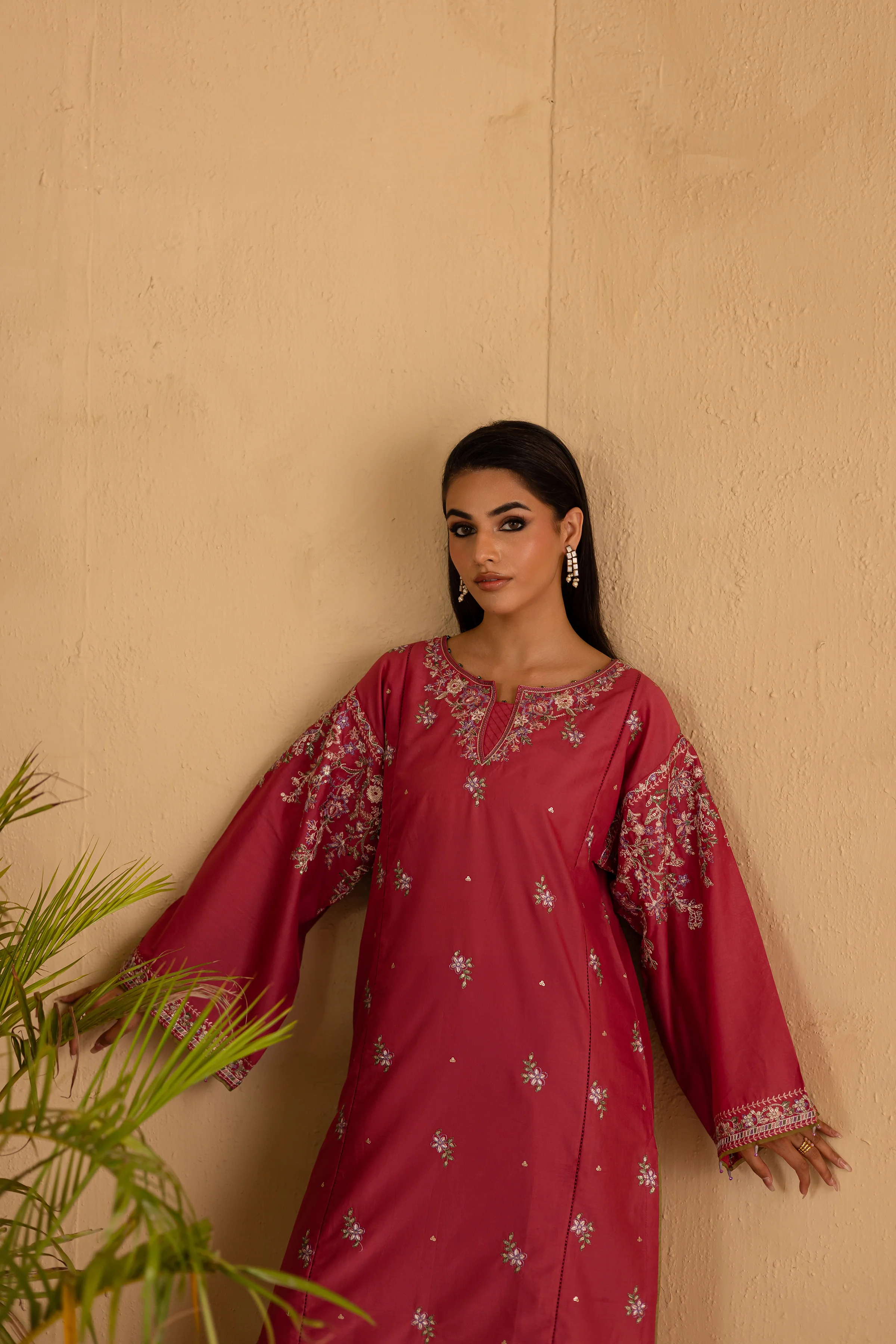 Blush 2Pc - Embroidered Solid Dress - Image 7