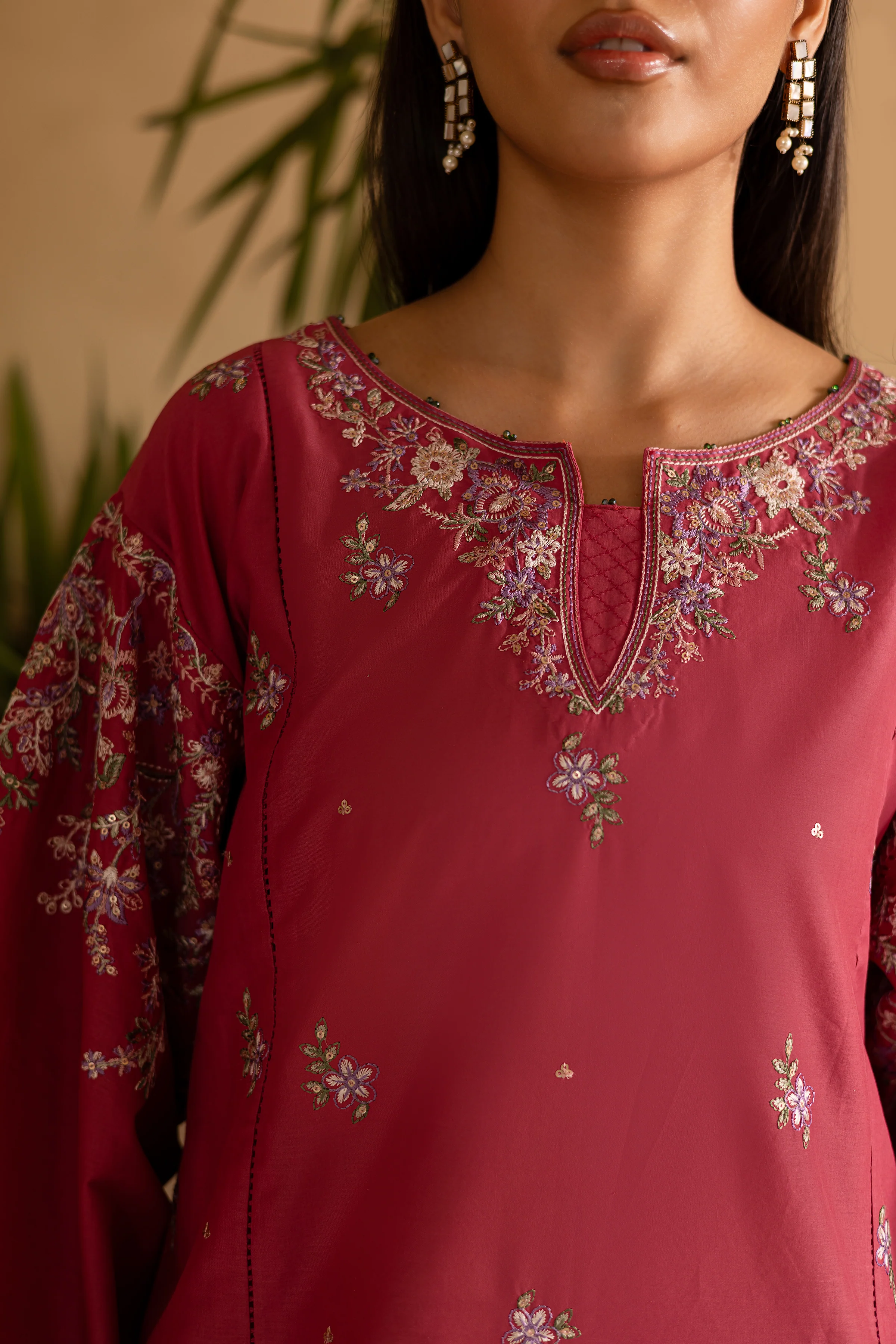 Blush 2Pc - Embroidered Solid Dress - Image 8