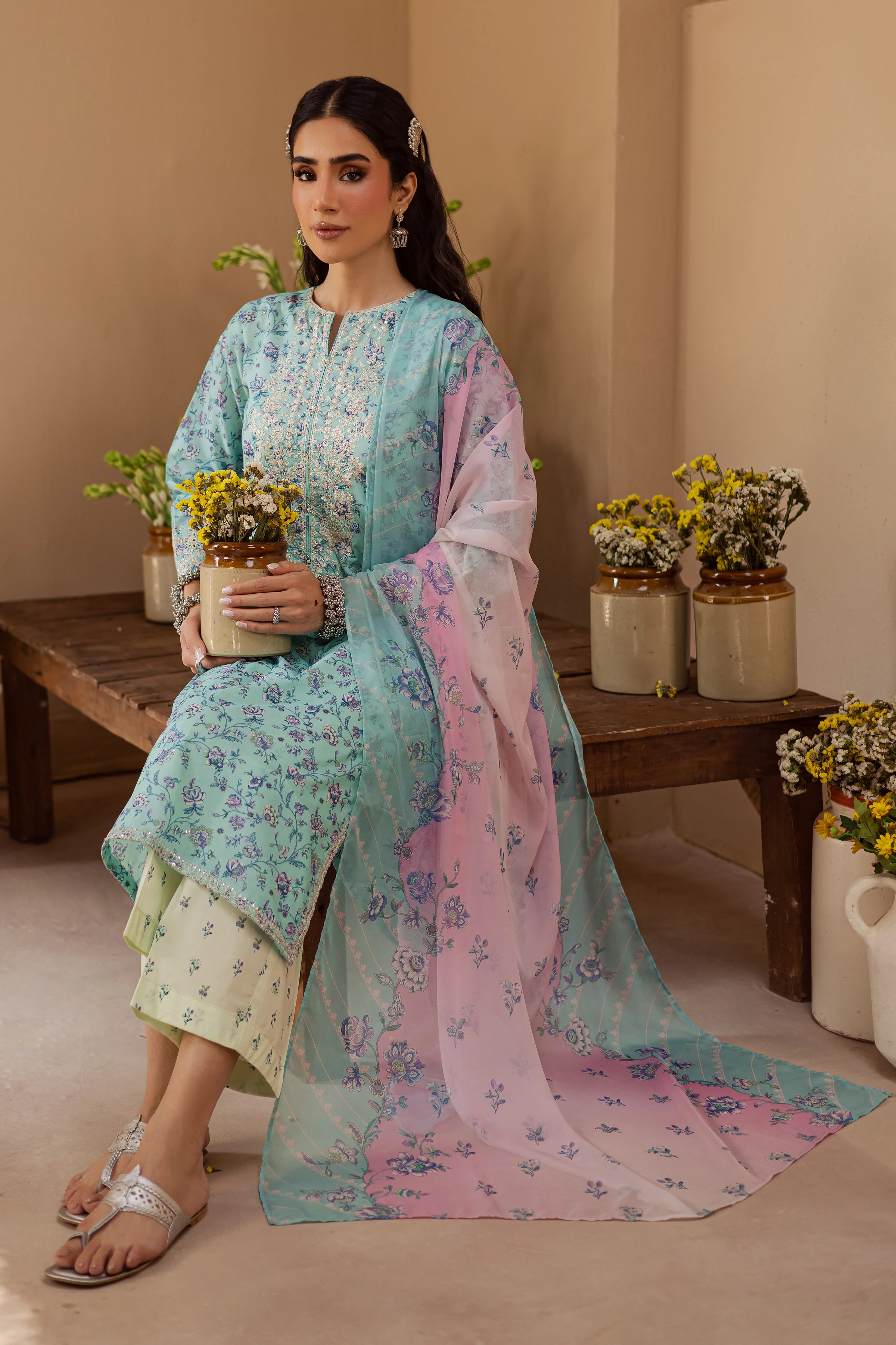 Blush 3Pc - Festive Eid Prints - Image 4