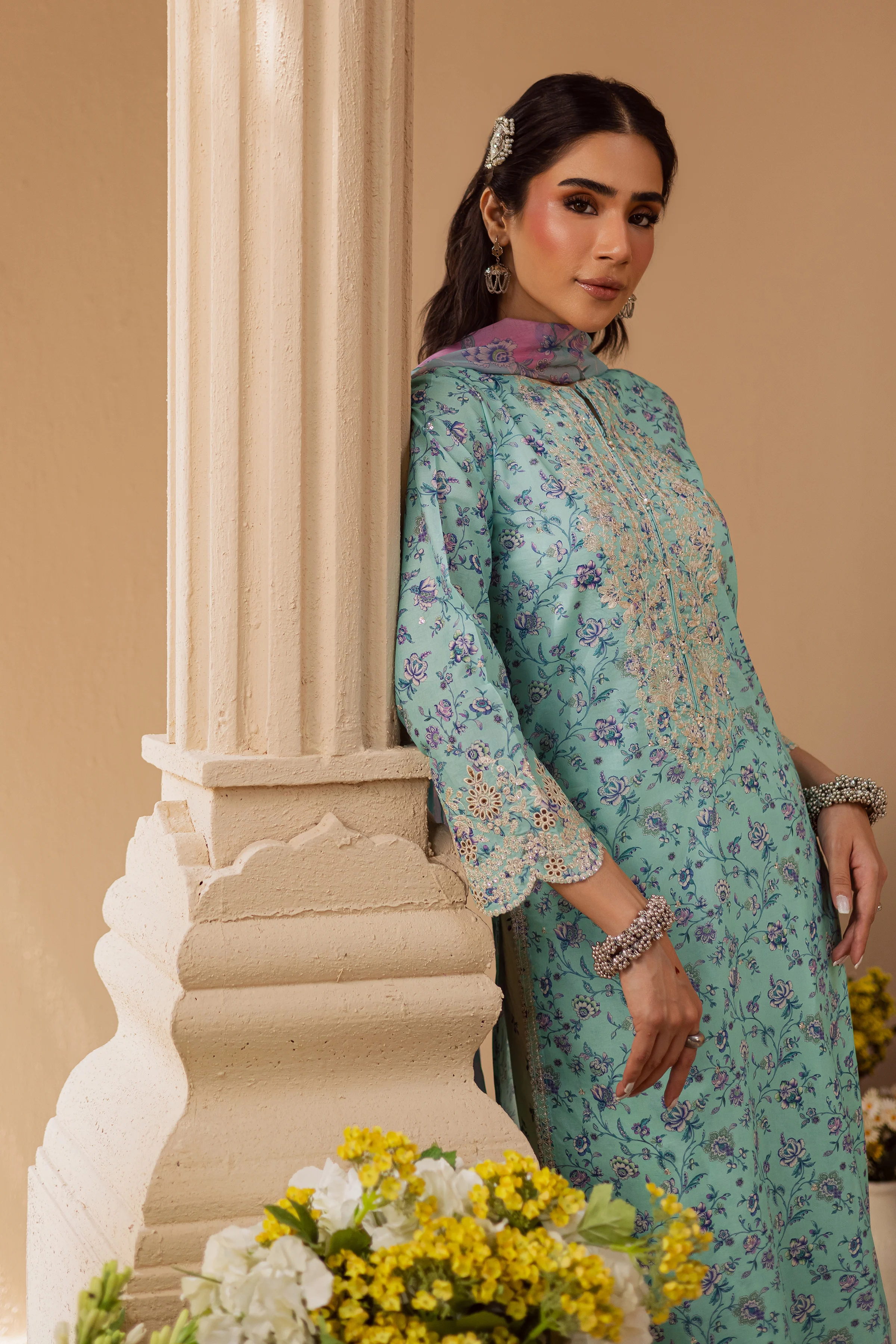 Blush 3Pc - Festive Eid Prints - Image 7
