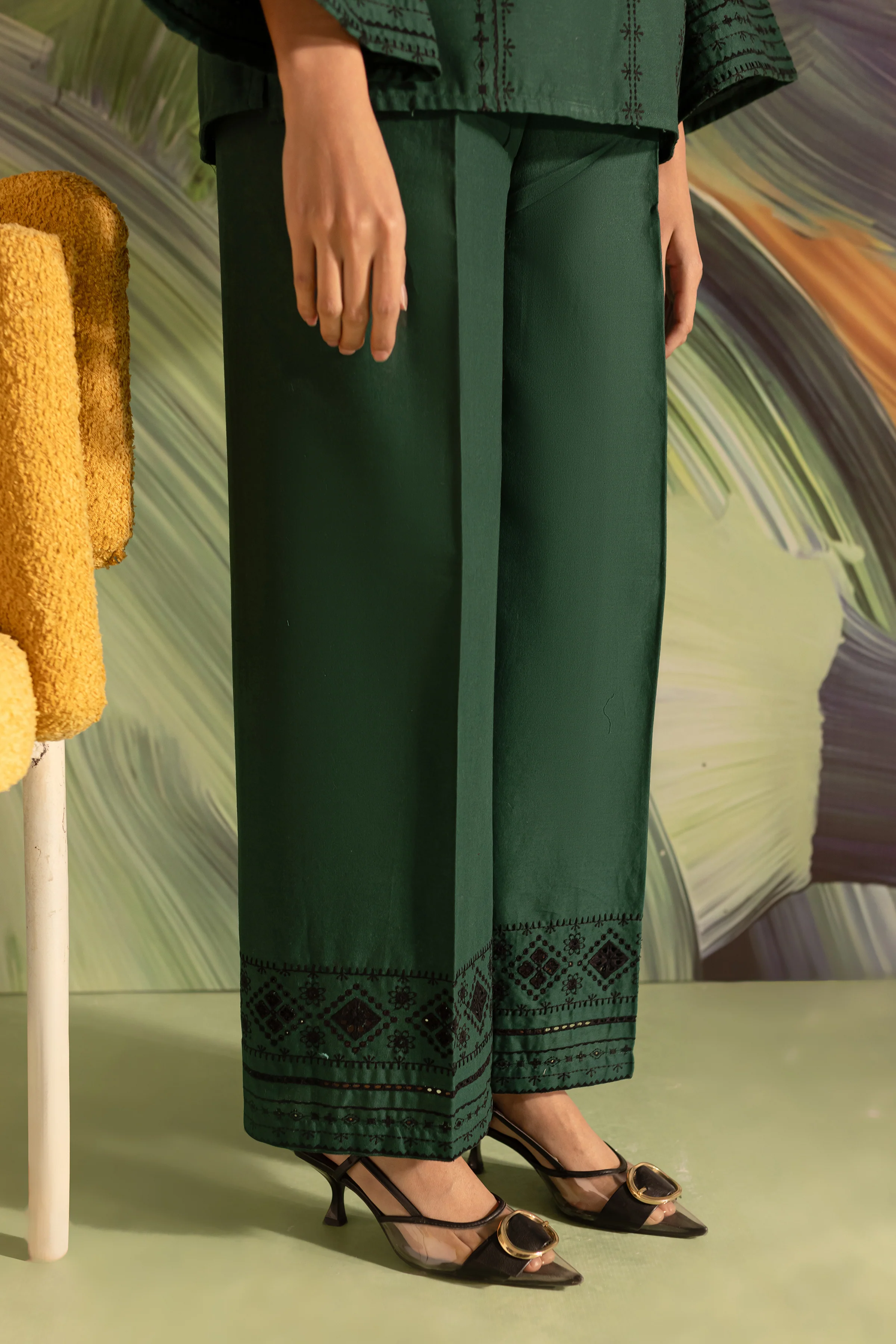 Bottle Gum 2Pc - Embroidered Khaddar Dress - Image 10