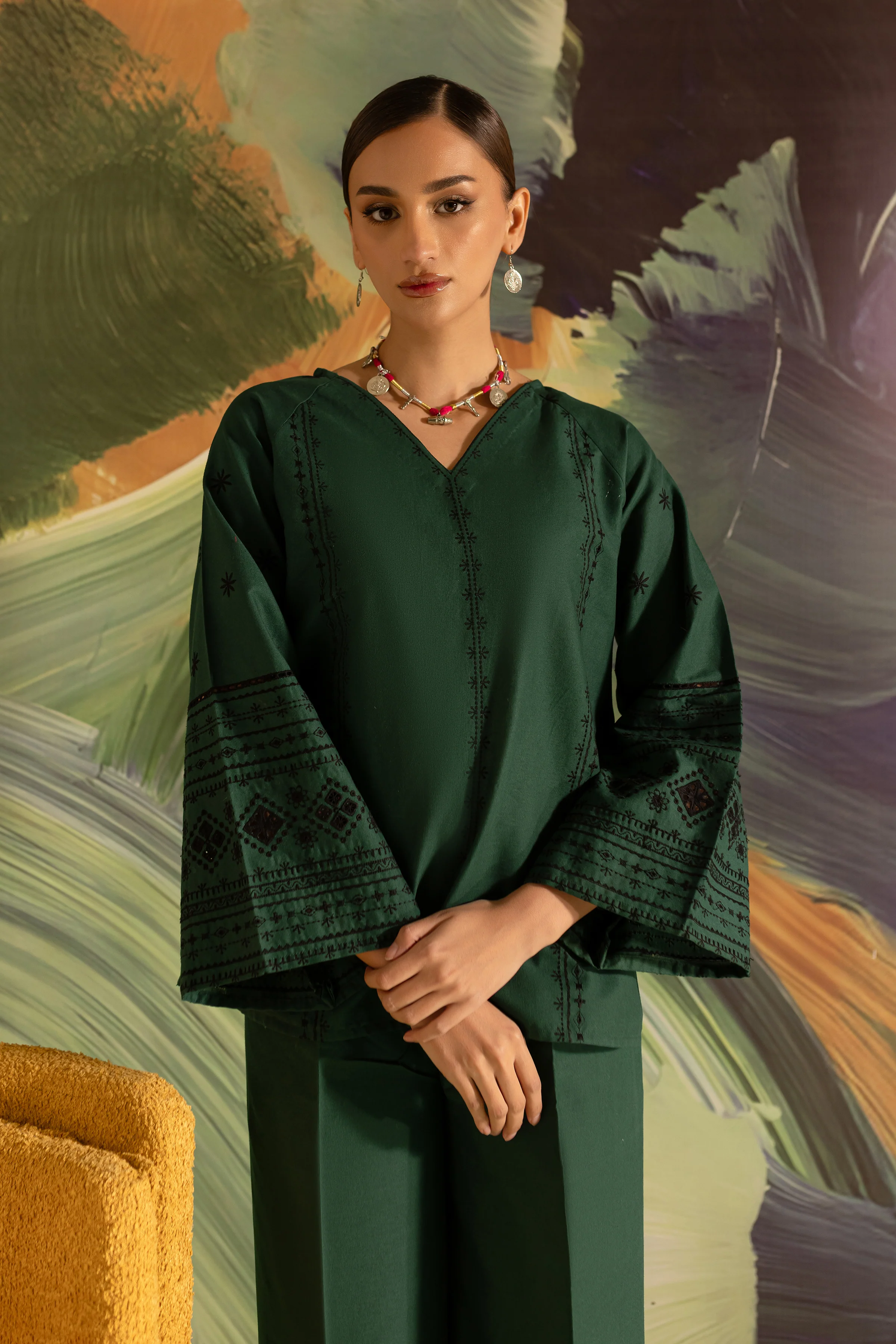 Bottle Gum 2Pc - Embroidered Khaddar Dress - Image 2