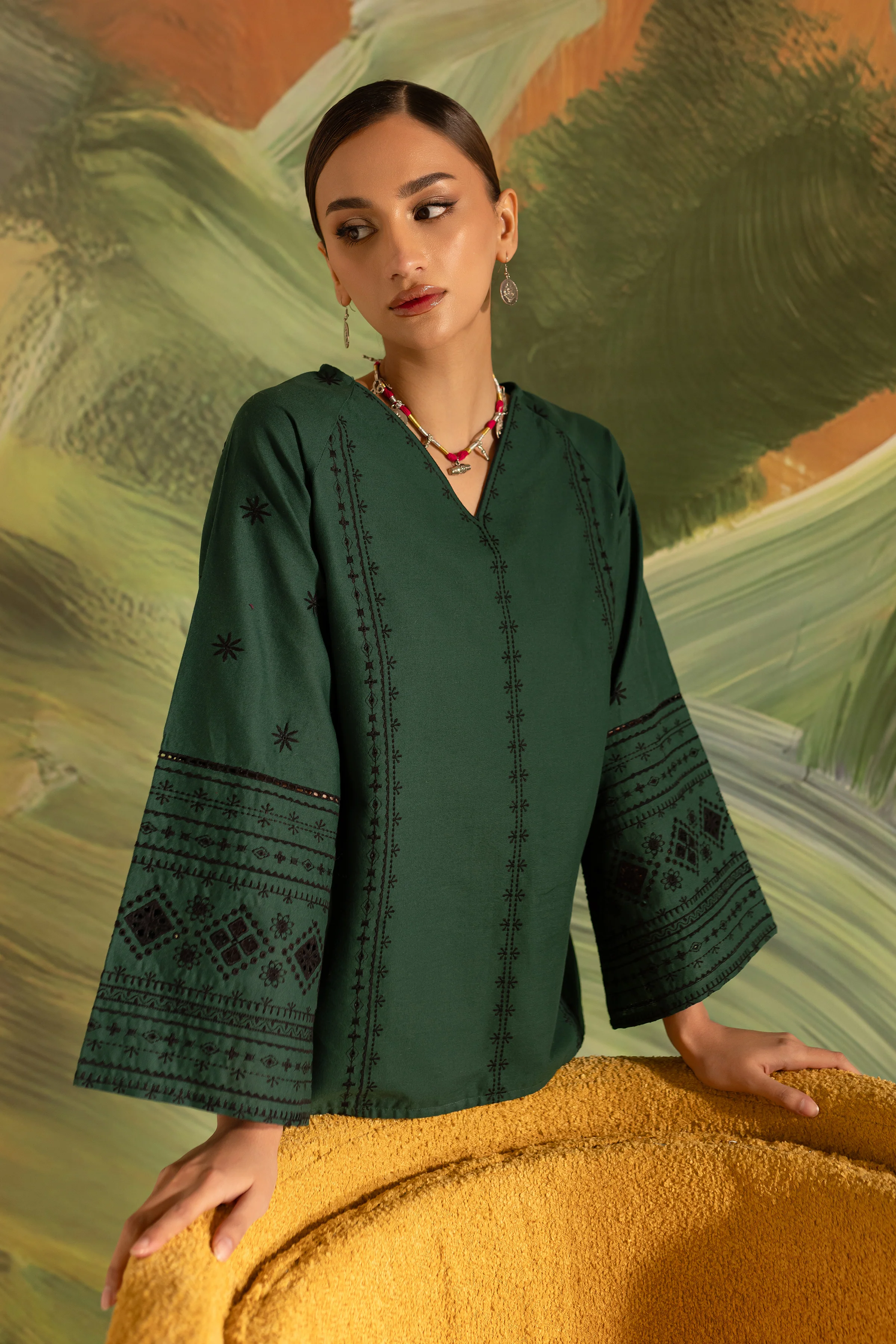 Bottle Gum 2Pc - Embroidered Khaddar Dress - Image 3
