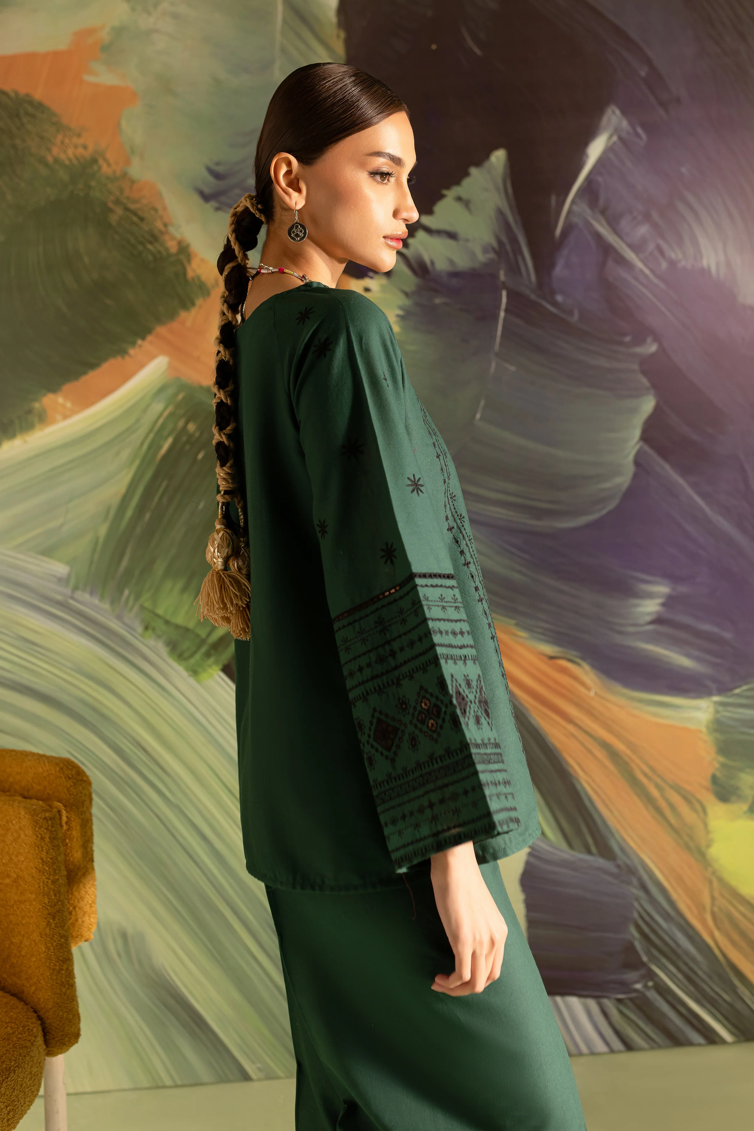 Bottle Gum 2Pc - Embroidered Khaddar Dress - Image 6