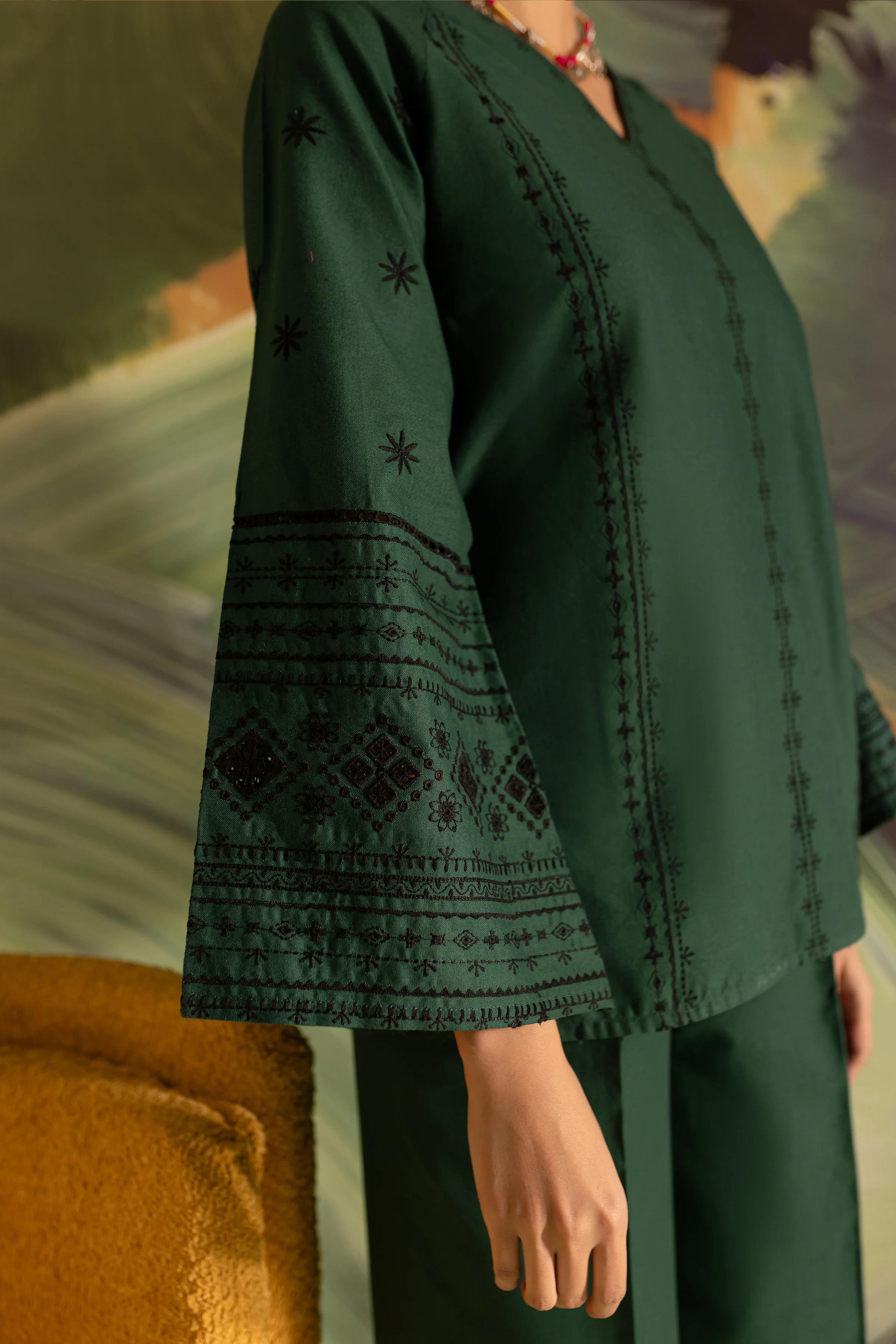 Bottle Gum 2Pc - Embroidered Khaddar Dress - Image 9