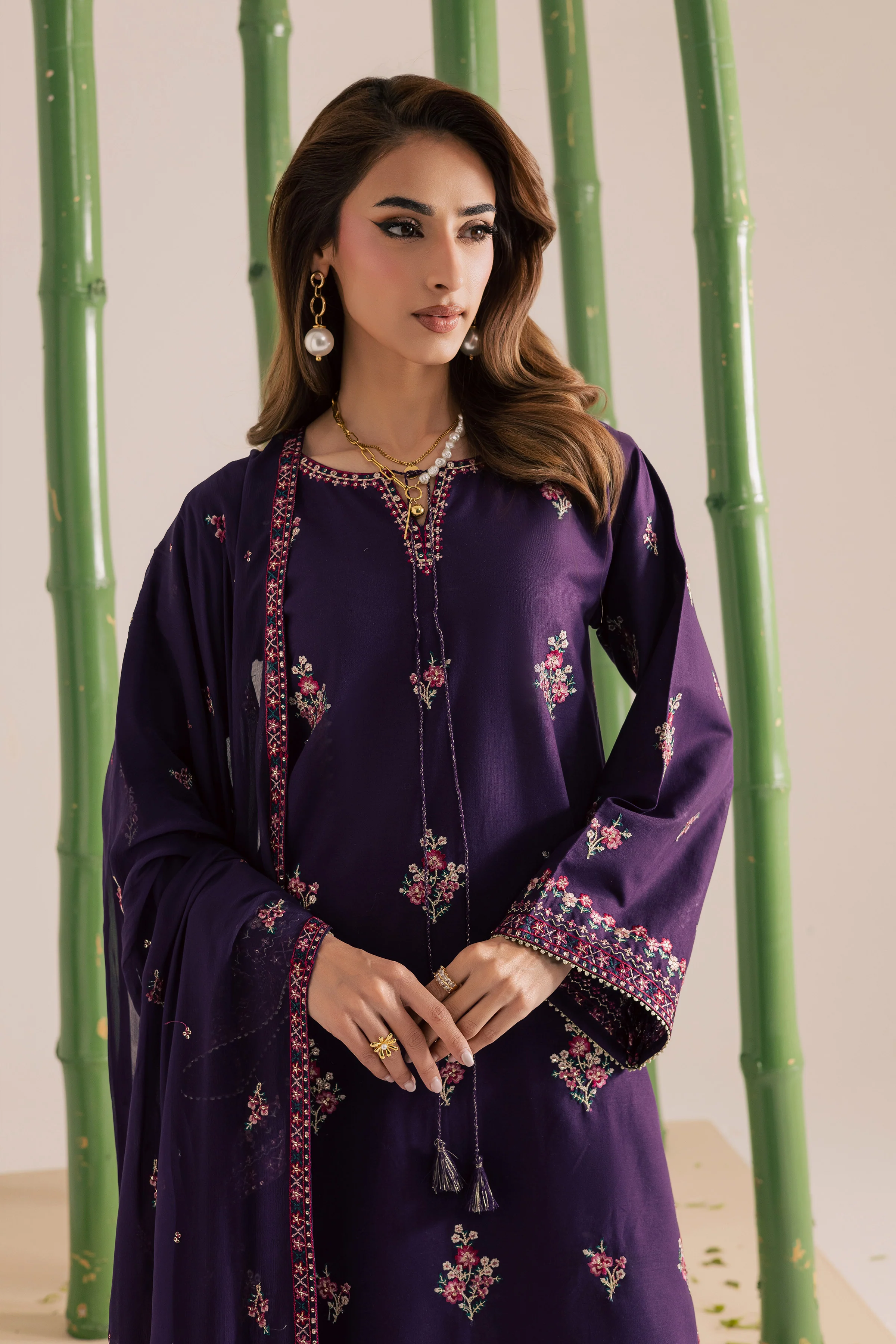 Brasilia 3Pc - Embroidered Khaddar Dress - Image 5