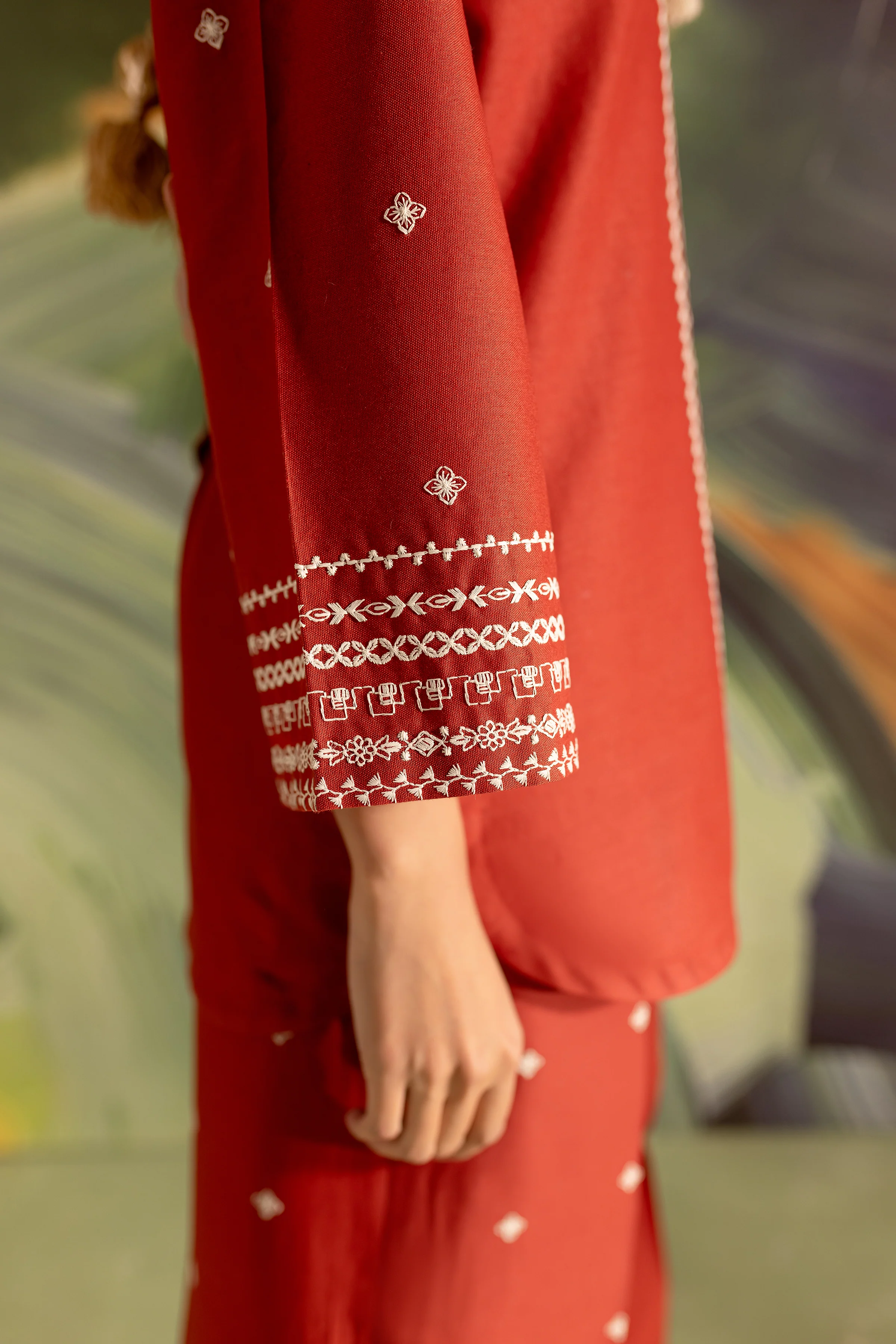Brick 2Pc - Embroidered Khaddar Dress - Image 10