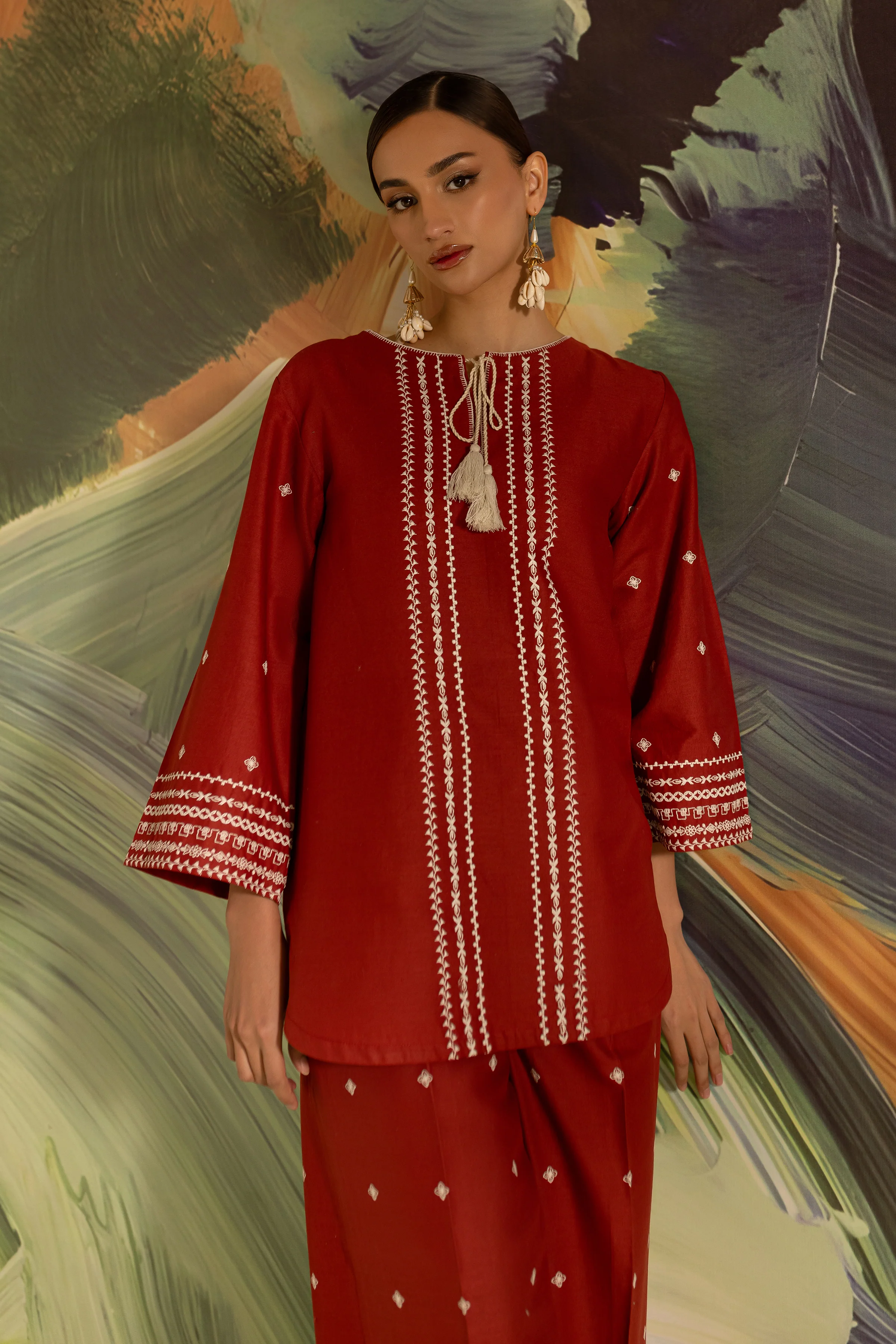 Brick 2Pc - Embroidered Khaddar Dress - Image 3