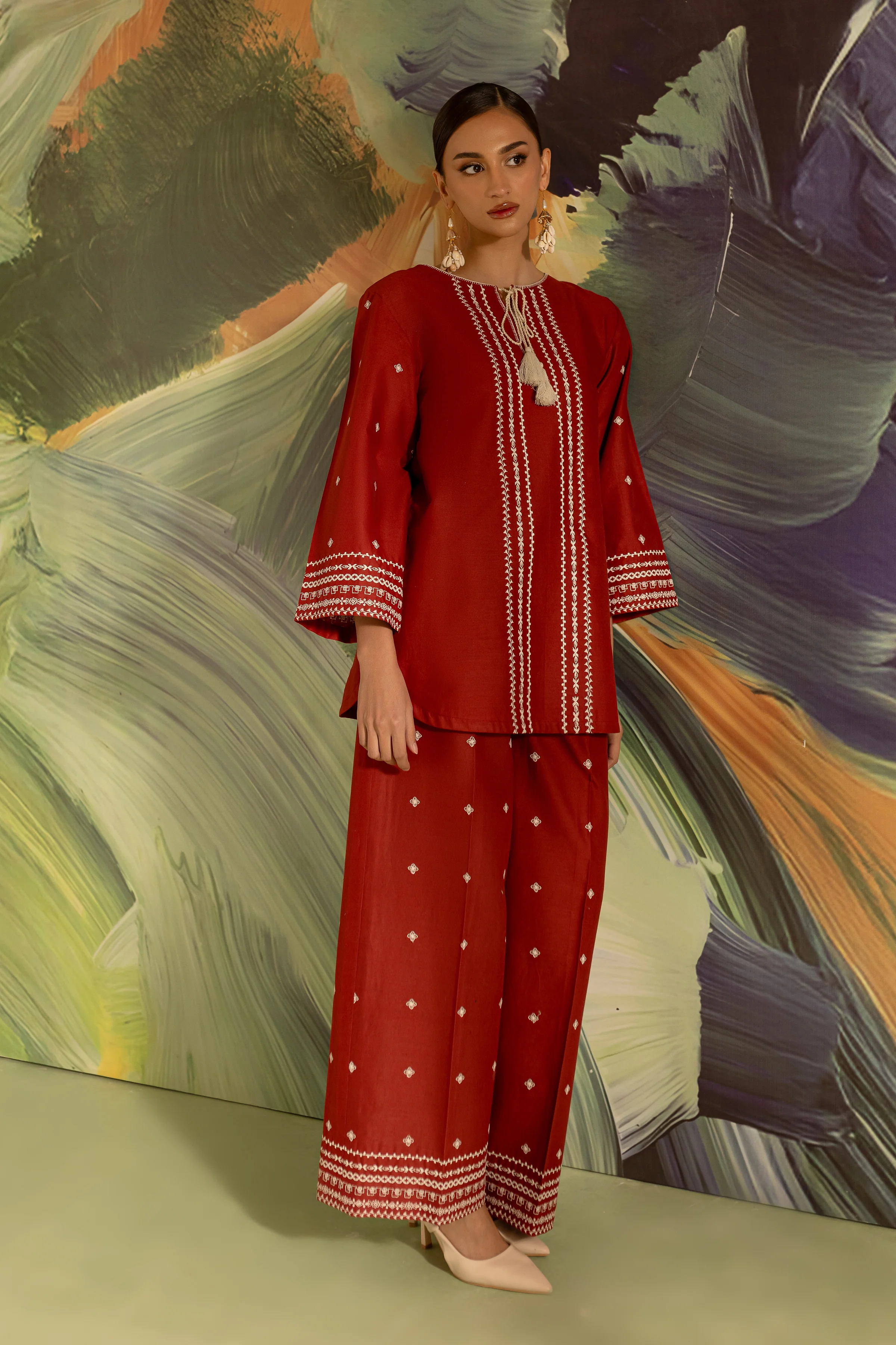 Brick 2Pc - Embroidered Khaddar Dress - Image 4