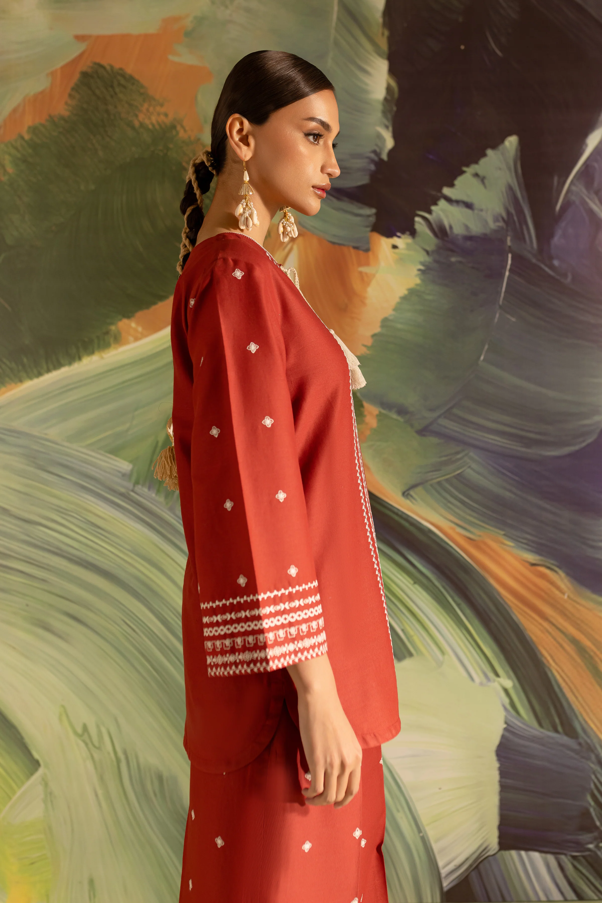 Brick 2Pc - Embroidered Khaddar Dress - Image 5