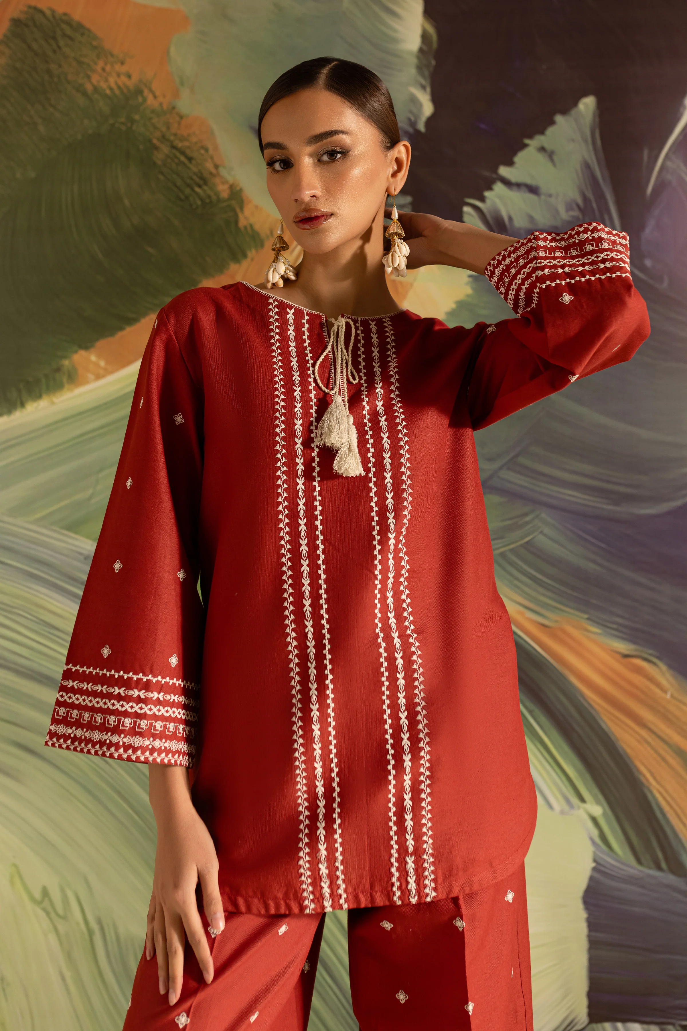 Brick 2Pc - Embroidered Khaddar Dress - Image 6