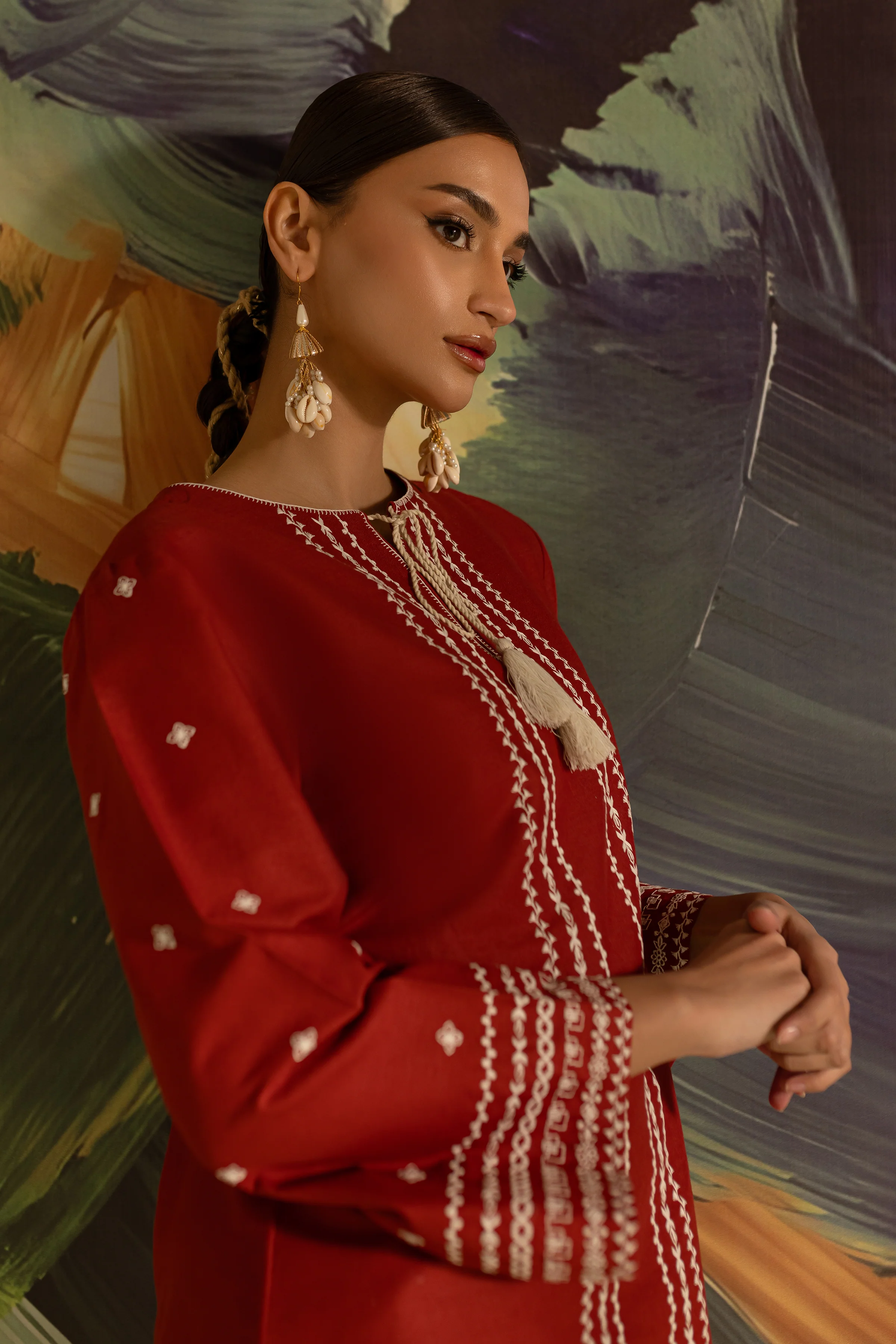 Brick 2Pc - Embroidered Khaddar Dress - Image 7