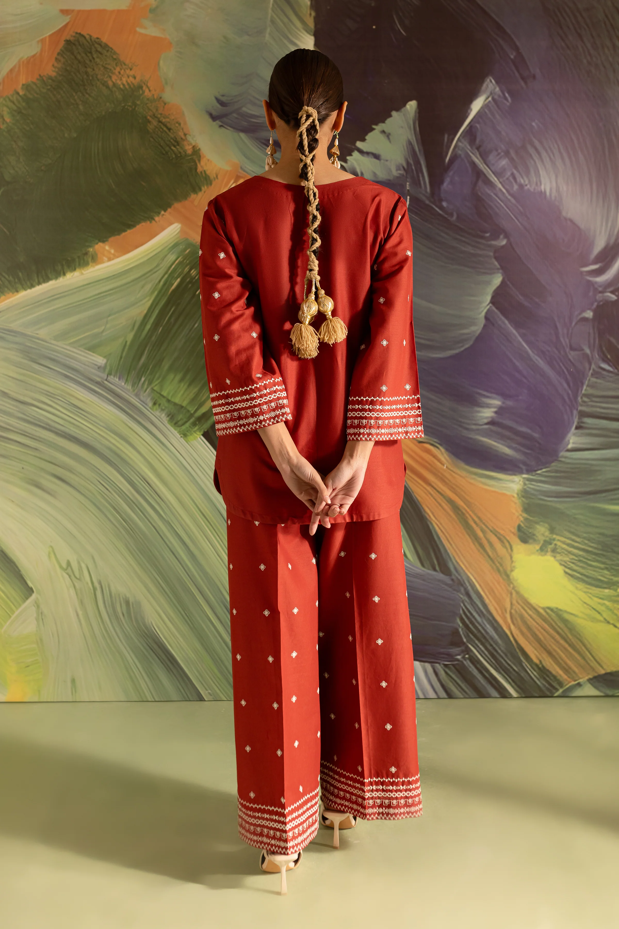 Brick 2Pc - Embroidered Khaddar Dress - Image 8