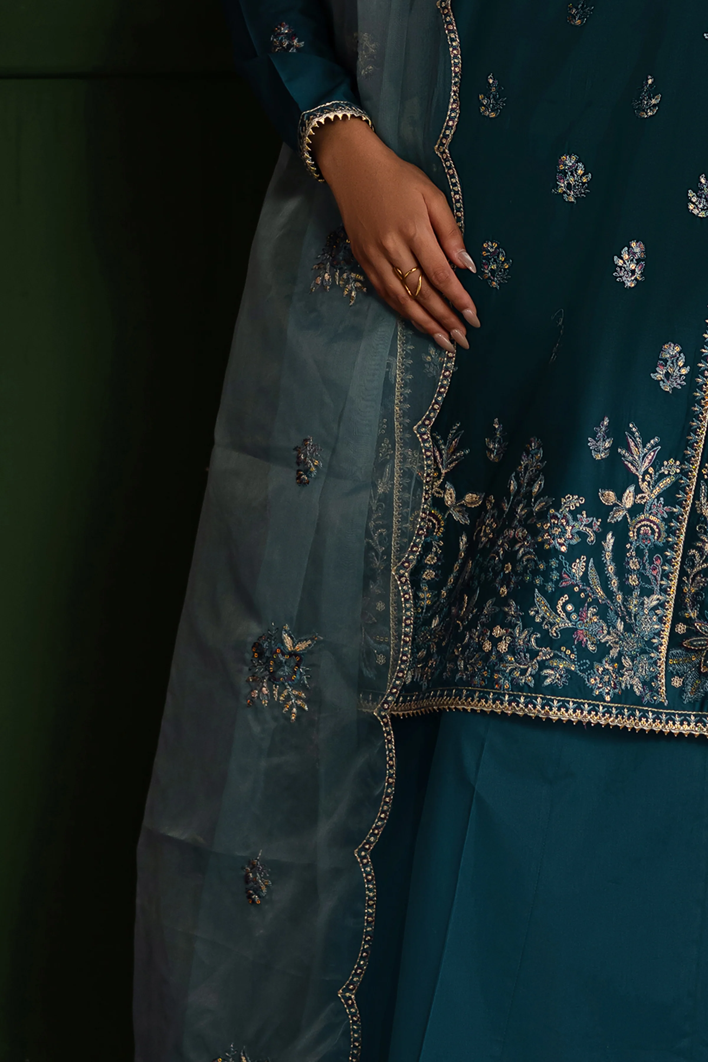 Bronya 3Pc - Embroidered Solid Dress - Image 6